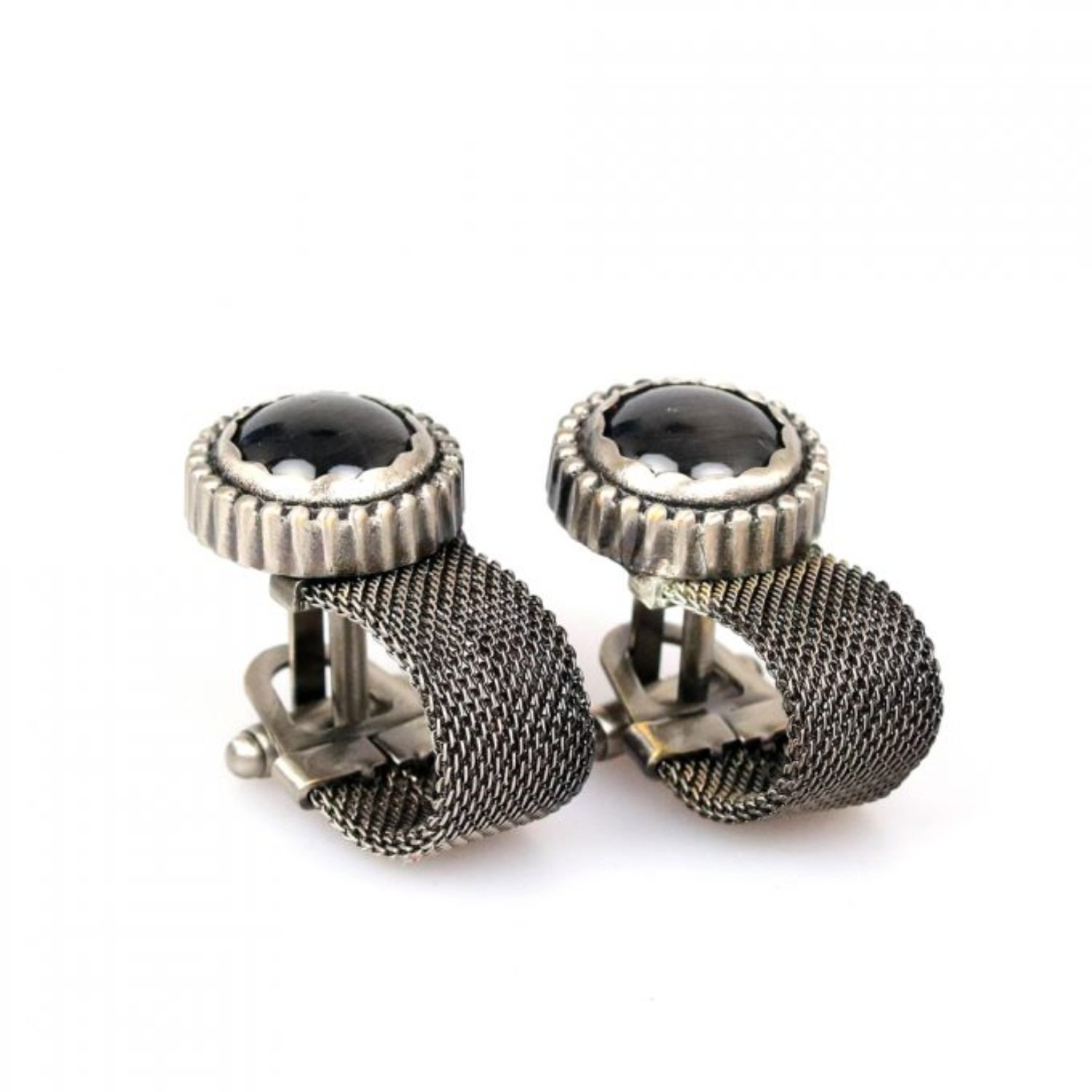 Men's Onyx Stone Wraparound Cufflink – Gunmetal | David Wej