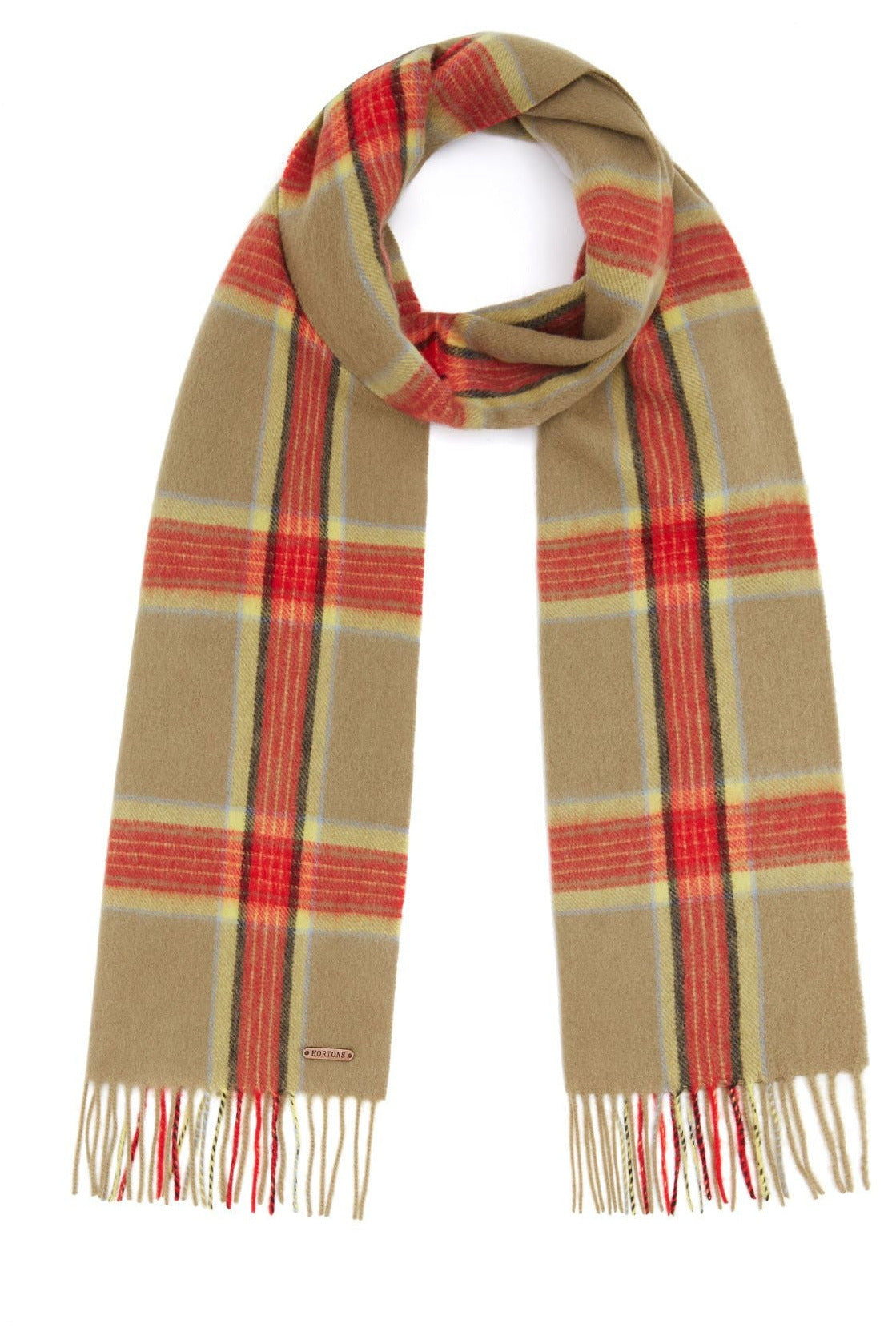 Hortons England Women's The Hexham Lambswool Scarf - Red Check In Red