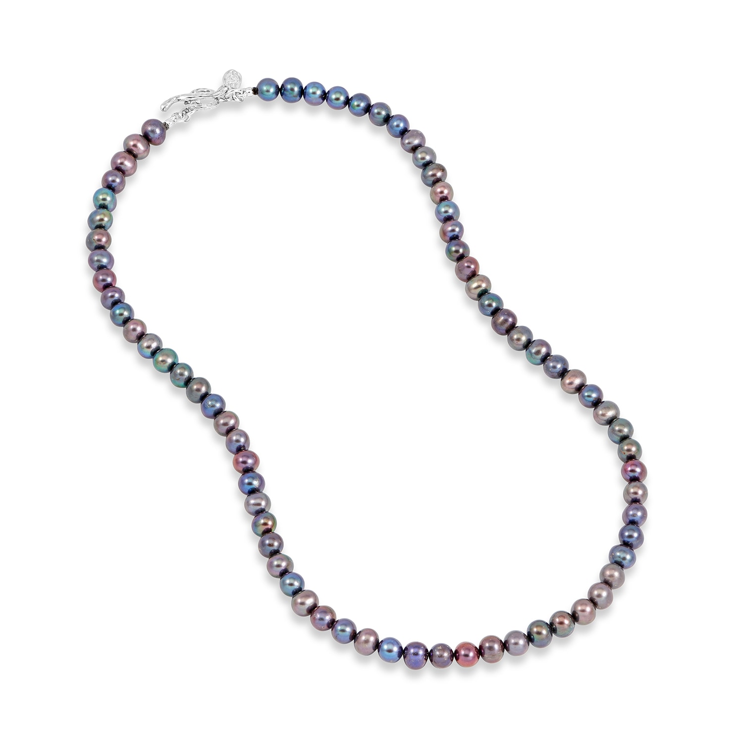 Dower & Hall Pink Men's Peacock Freshwater Pearl Necklace In Sterling Silver In Multi