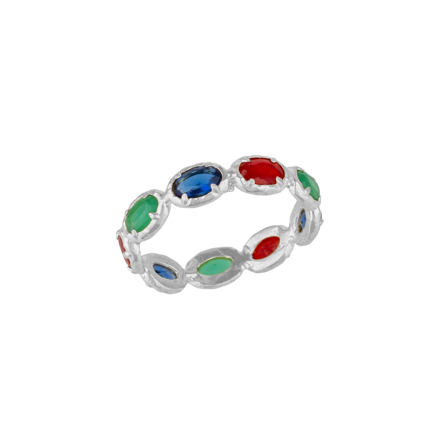 Mejoma Women's Oval Eternity Silver Gemstone Ring In Silver