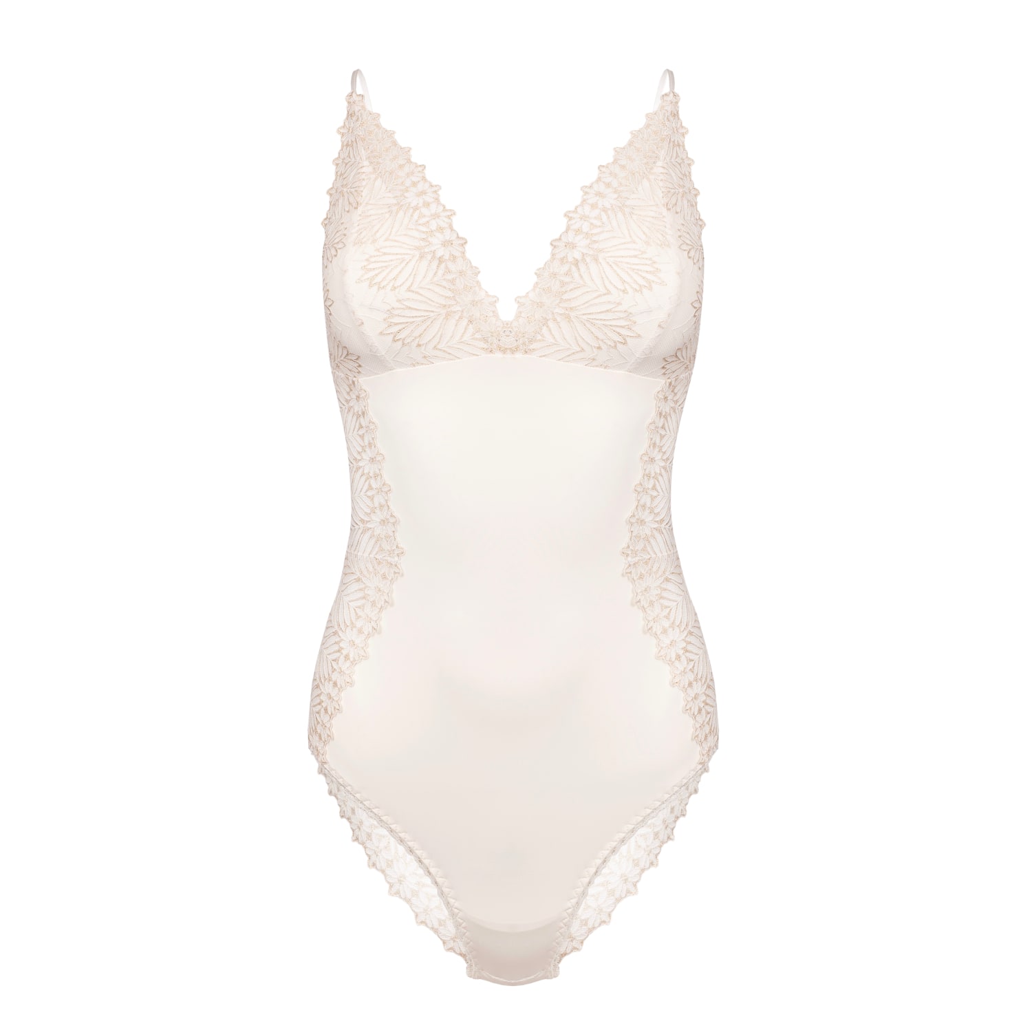 Oh!zuza Night&day Women's White / Gold Romantic Cream Lace Bodysuit In White/gold