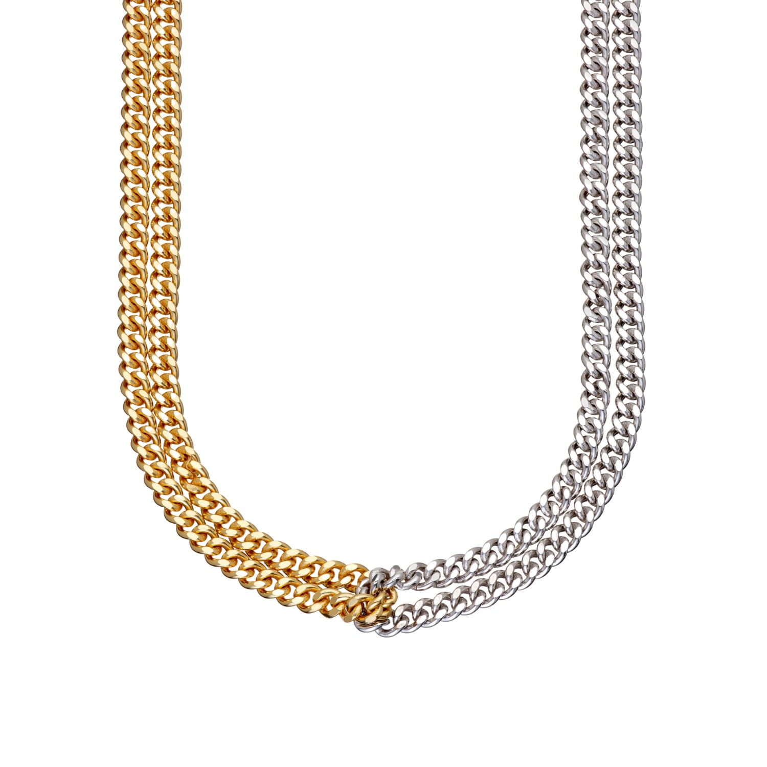 Scream Pretty Men's Gold / Silver Mixed Metal Curb Chain Looped Necklace In Gold/silver