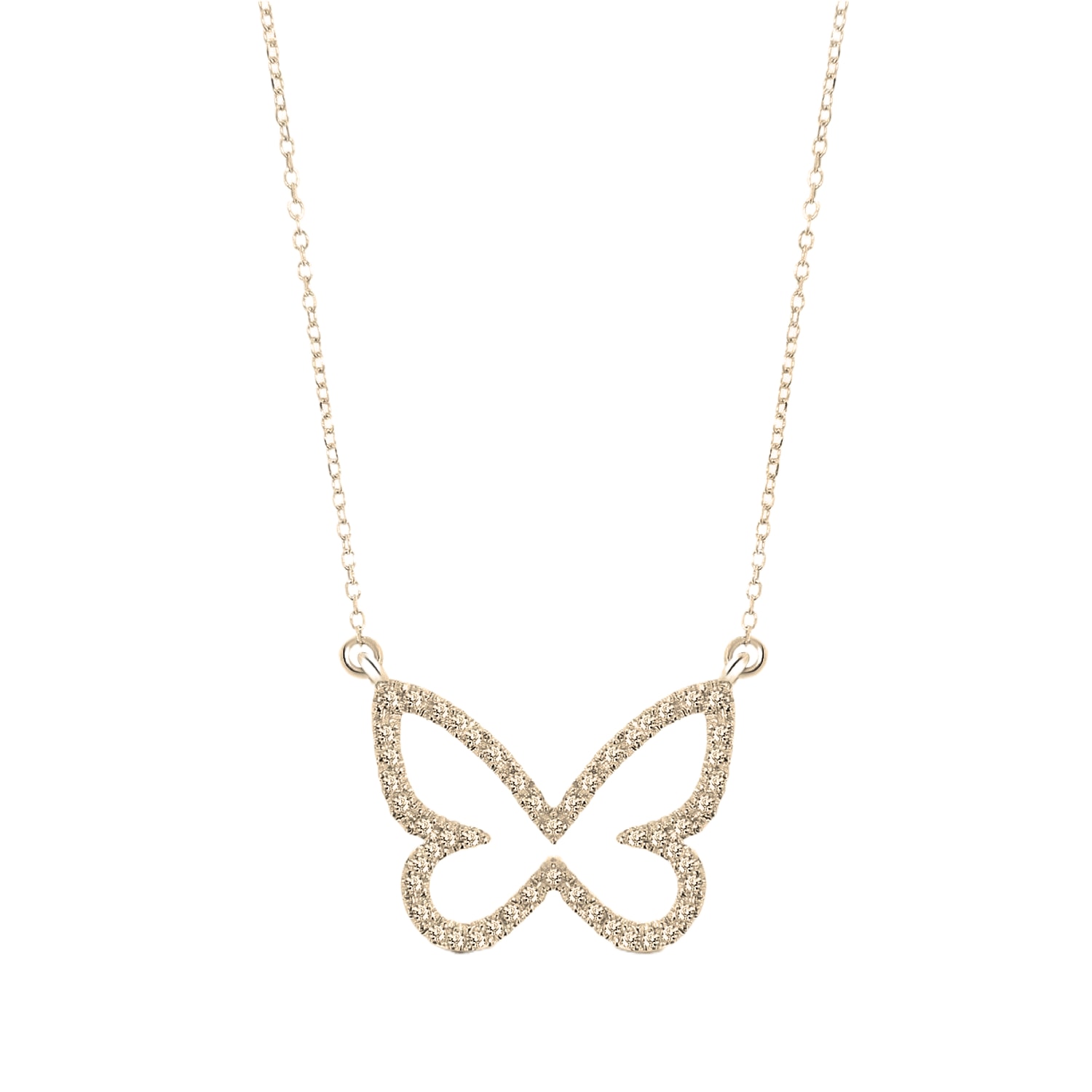 Women’s Butterfly Diamond Necklace In Yellow Gold Cosanuova