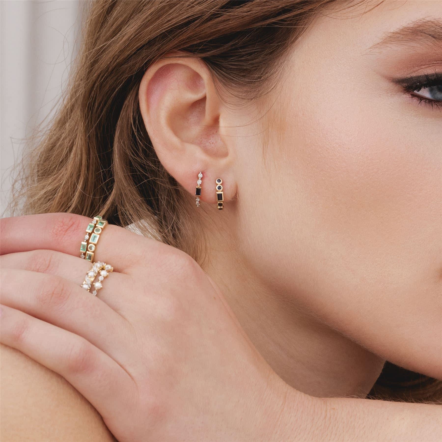 Classic Baguette Sapphire & Diamond Half Eternity Hoop