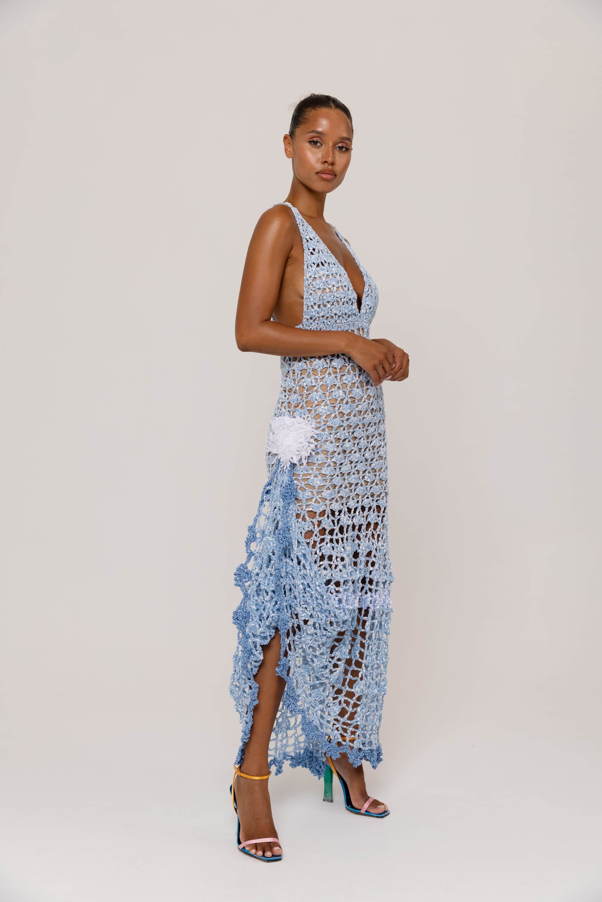 cut out back dress Yakira Halter Cut Out Maxi Dress | Black | Womens