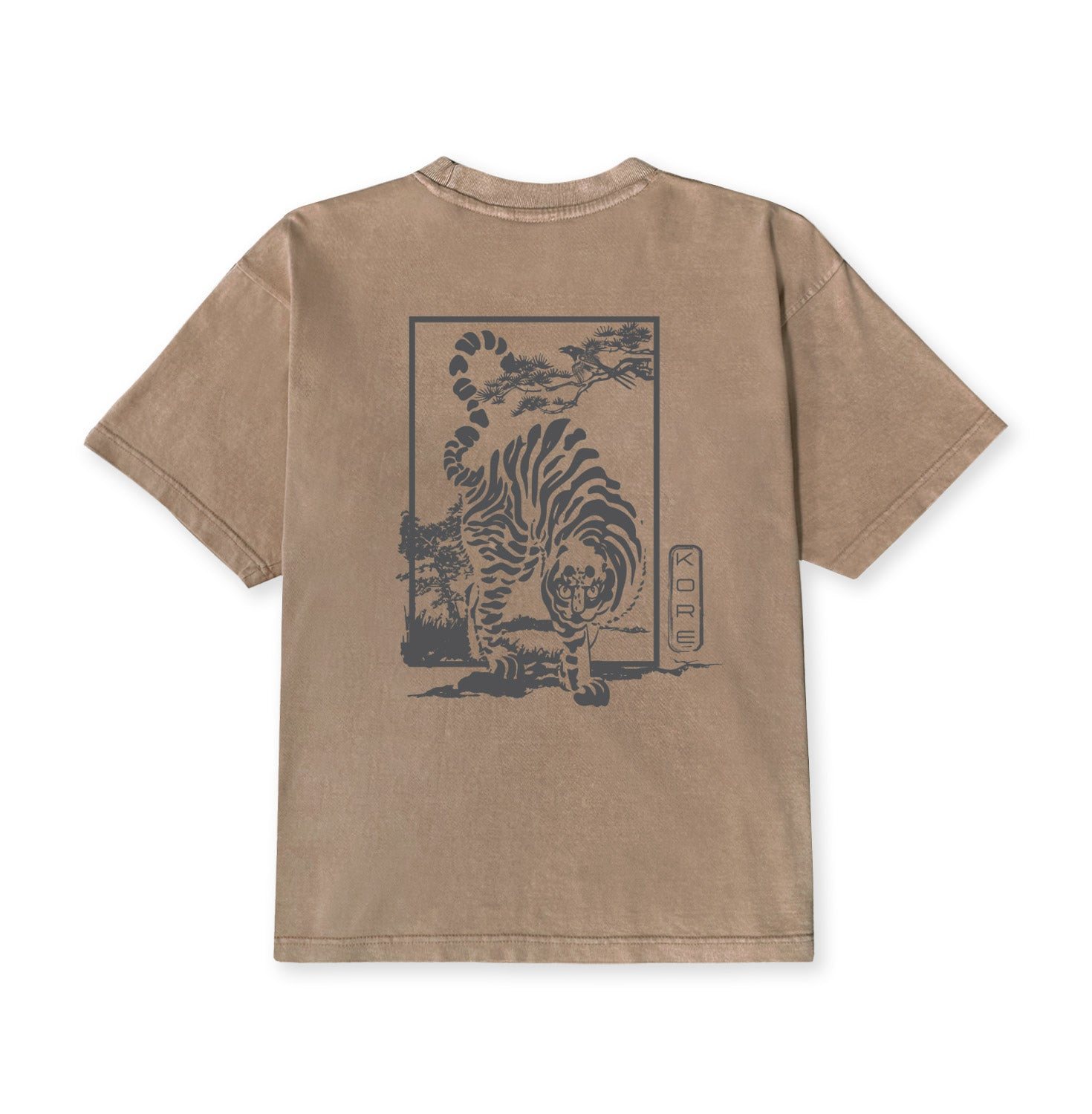 Korelimited Men's Brown Tiger & Magpie Tee In Washed Khaki In Brown