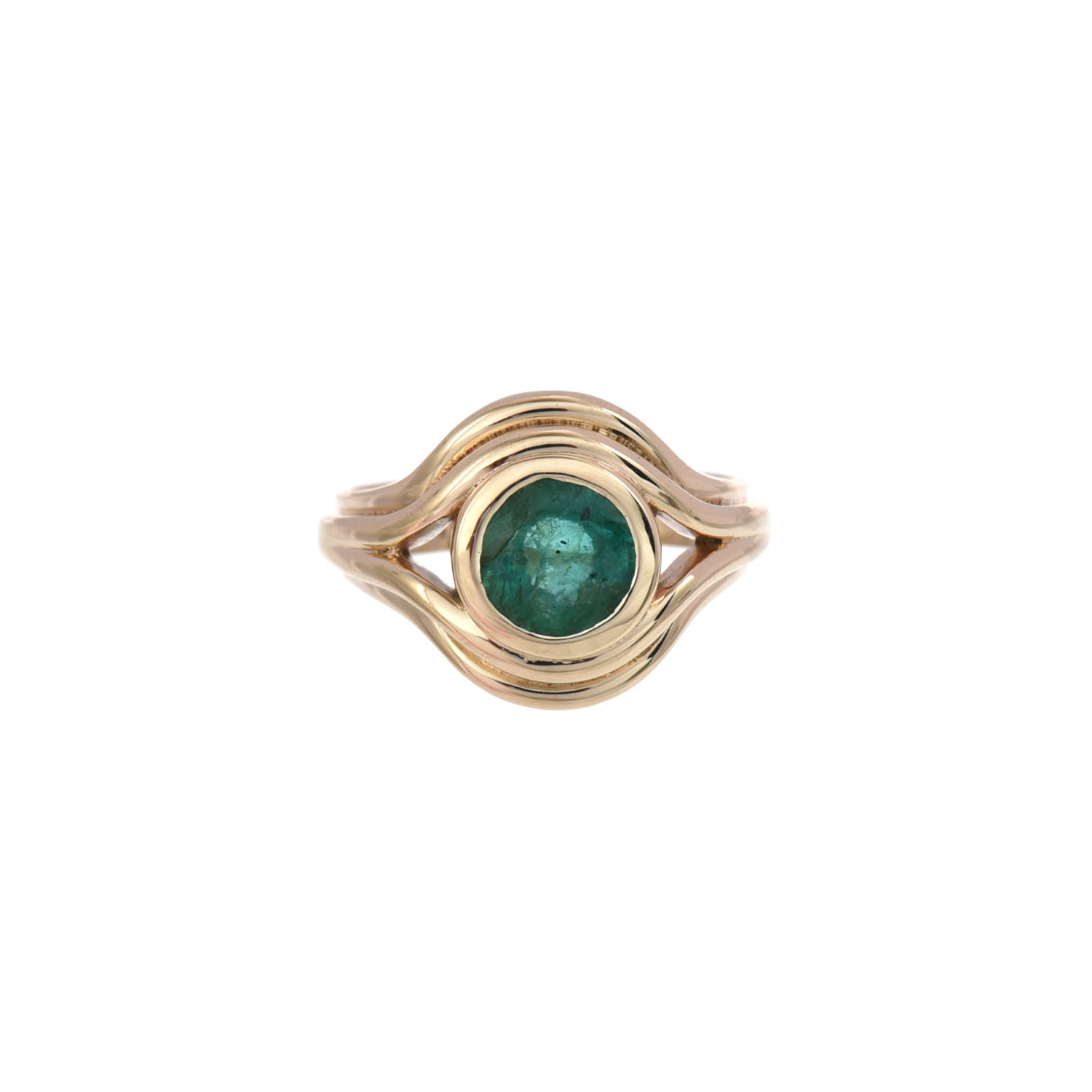 &lottie Women's Gold / Green Parallel Emerald Pinky Ring