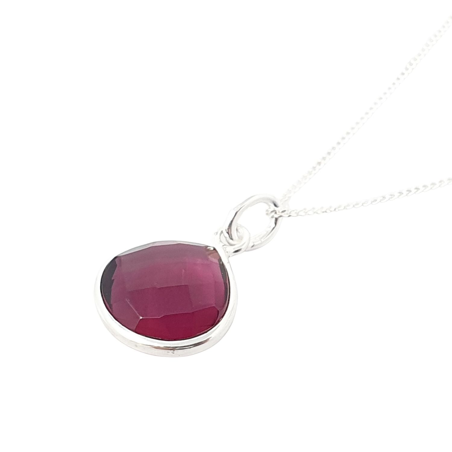Harfi Women's Pink / Silver Ruby July Birthstone Sterling Silver Pendant Charm Necklace In Multi