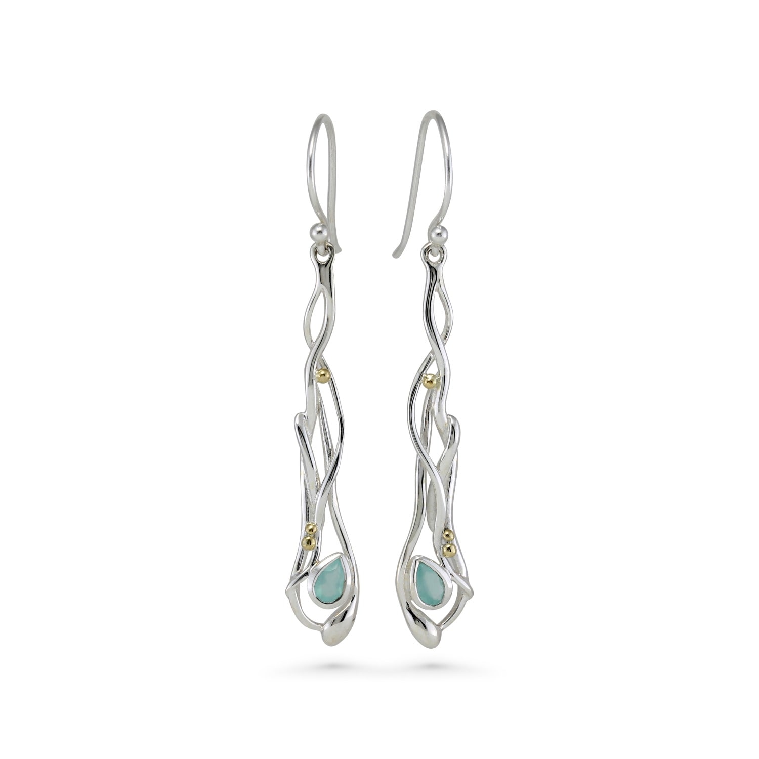 Isla Silver Women's Blue / Silver Aqua Chalcedony Drop Earrings