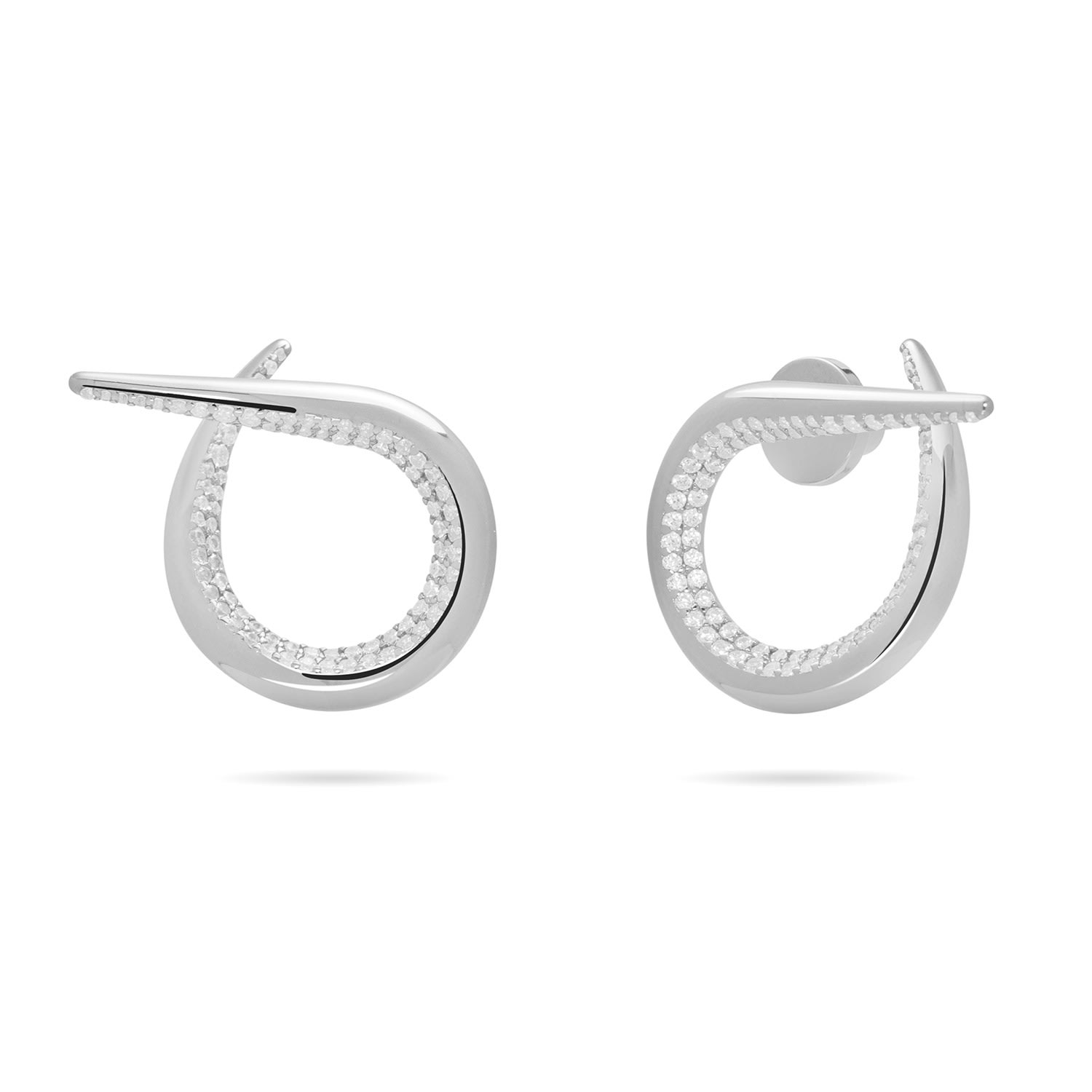 Meulien Women's Open Twist Waterdrop Earrings With Pave Cz - Silver