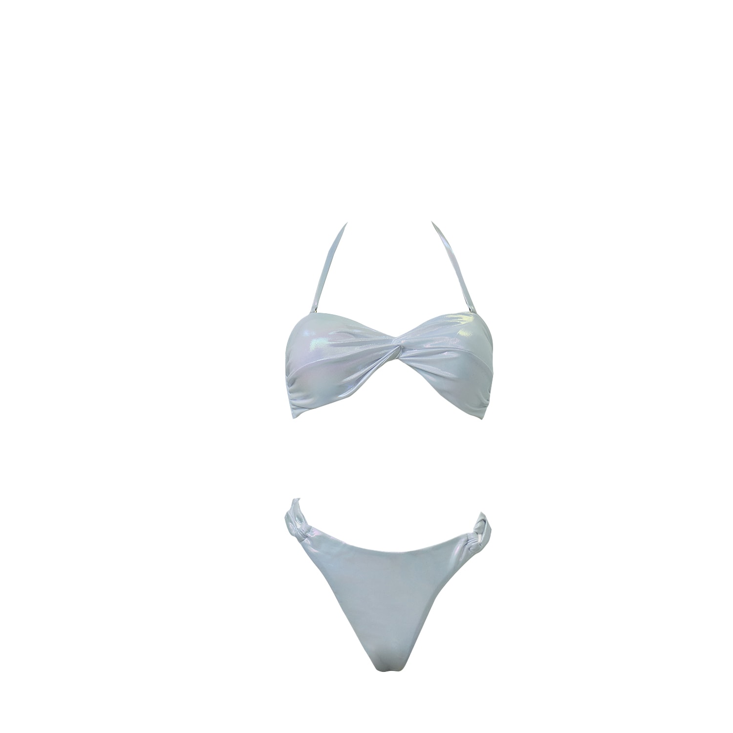 Aulala Paris Women's The Urban Twist  - Shiny Bandeau Bikini Pearl White