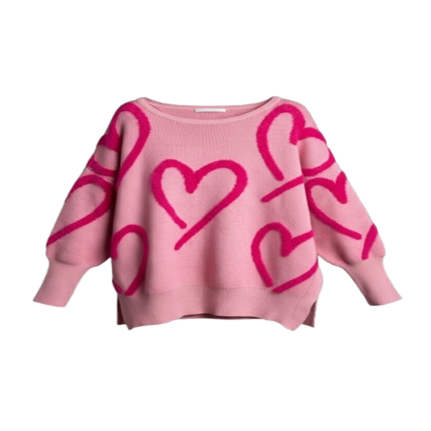 Saachi Women's Whimsical Heart Pink Sweater In Pink