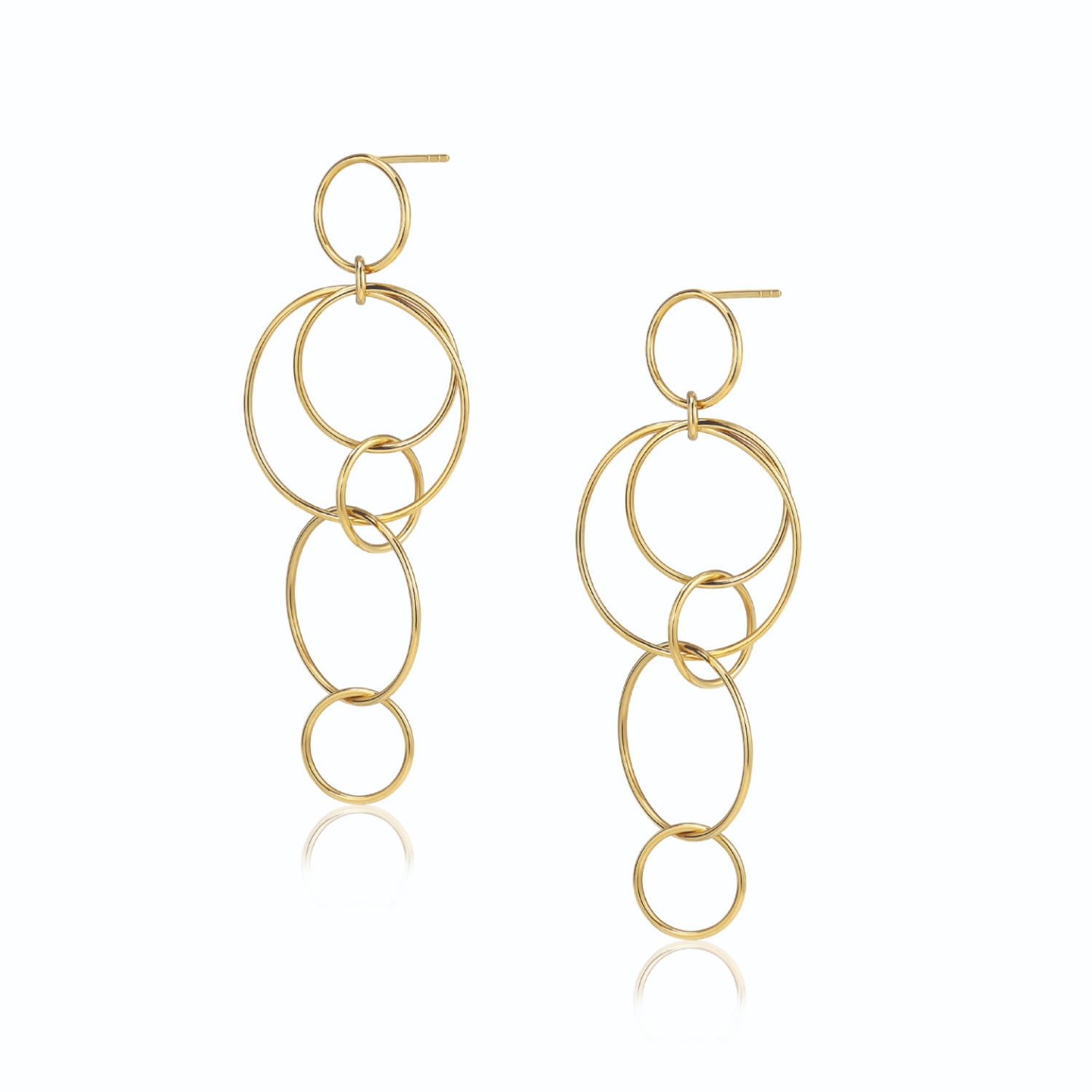 Alura Copenhagen Jewellery Women's Gold Grace Dangle & Drop Earrings With Rings