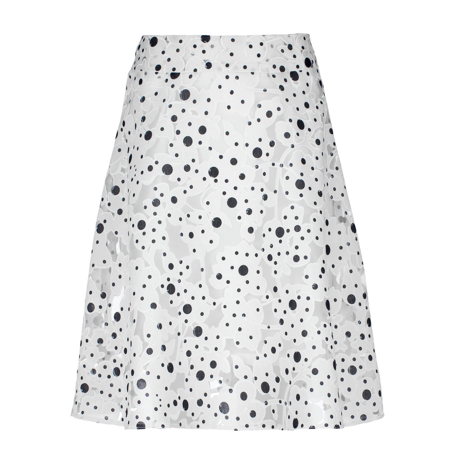 Conquista Women's White Polka Dot Cloche Skirt In White