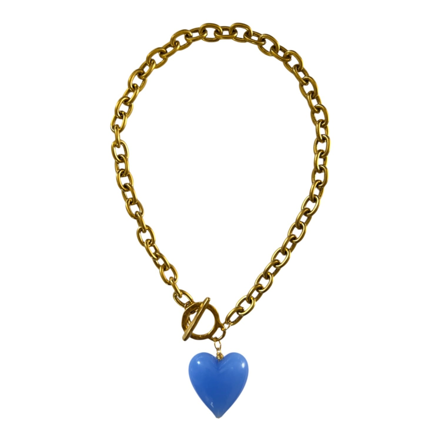 Sccollection Women's Amore Heart Necklace - Periwinkle Blue