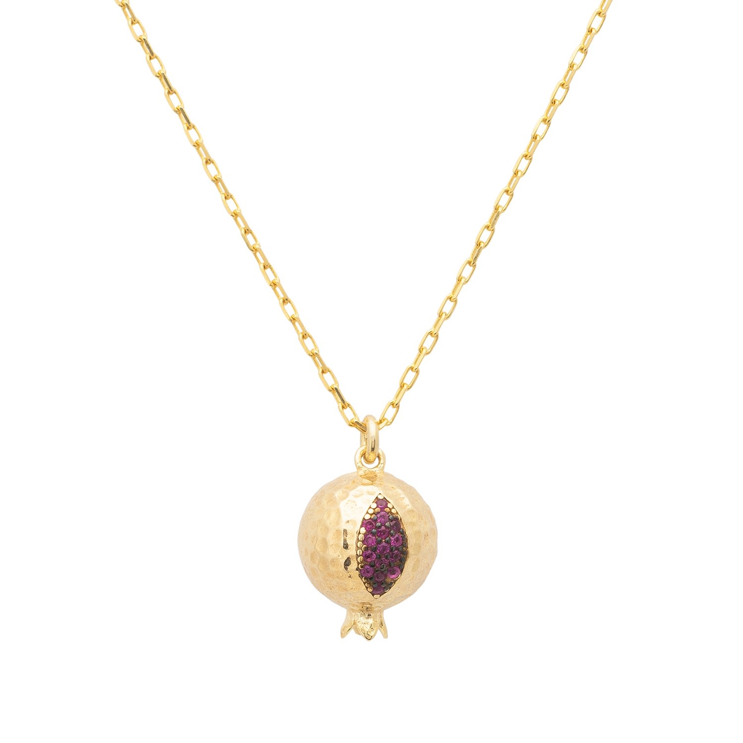 Women’s Gold / Pink / Purple Pomegranate Charm Necklace Gold Latelita