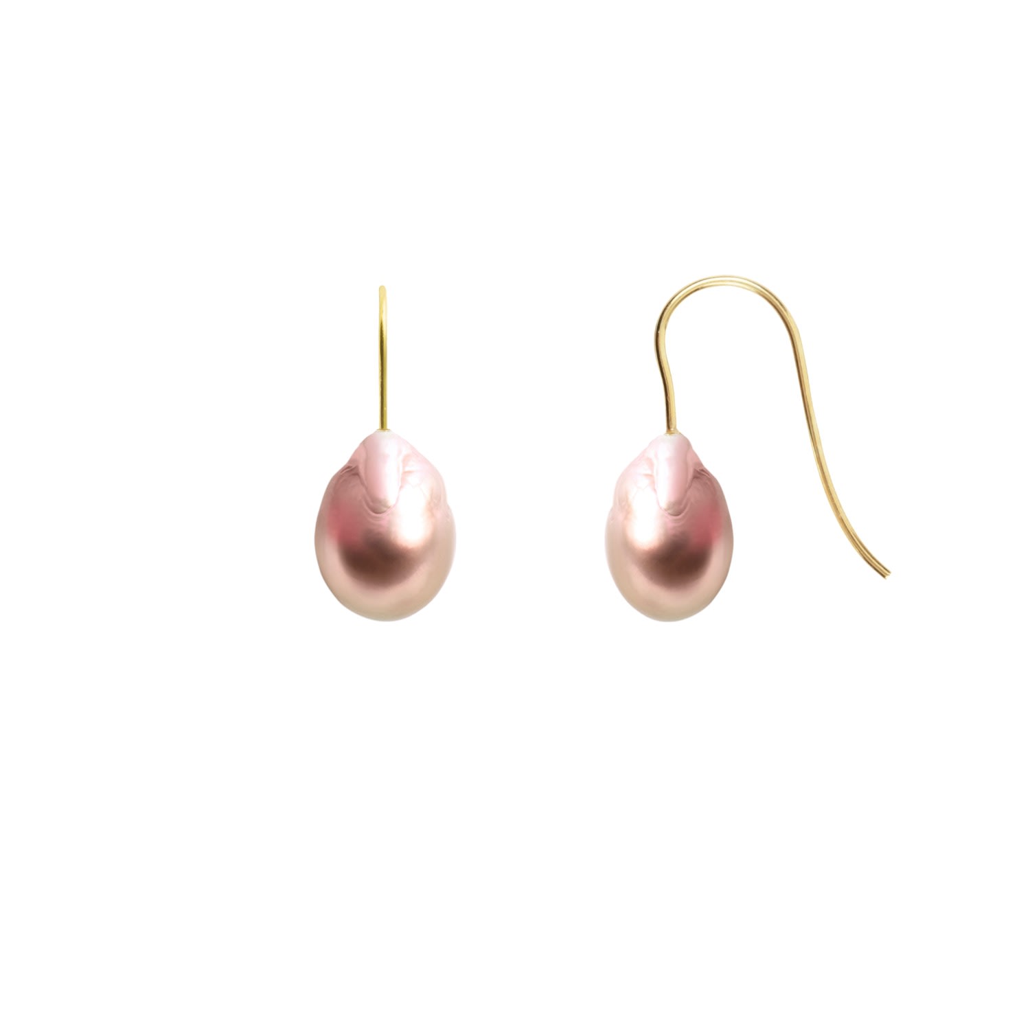 Women’s Pink Drop Pearl Hook Earrings - Solid 9Ct Gold Ora Pearls