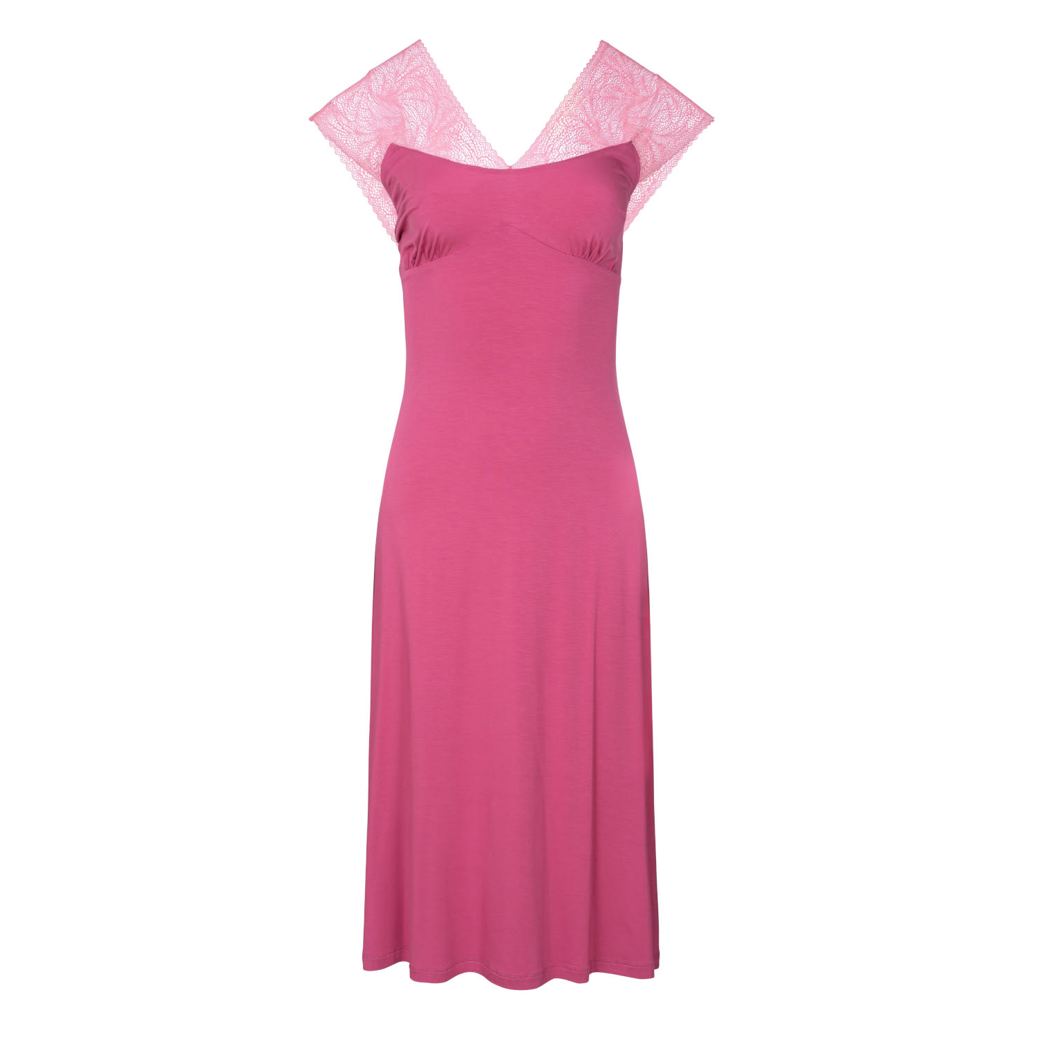 Women’s Pink / Purple Midi Nightdress - Breathable Viscose & Soft Lace Medium Oh!Zuza Night & Day