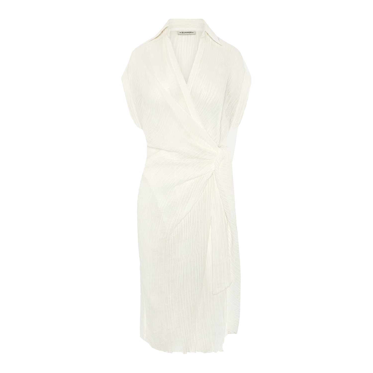 Women's White Georgia Crinkle Linen Wrap Dress - White | Large | The Summer Edit