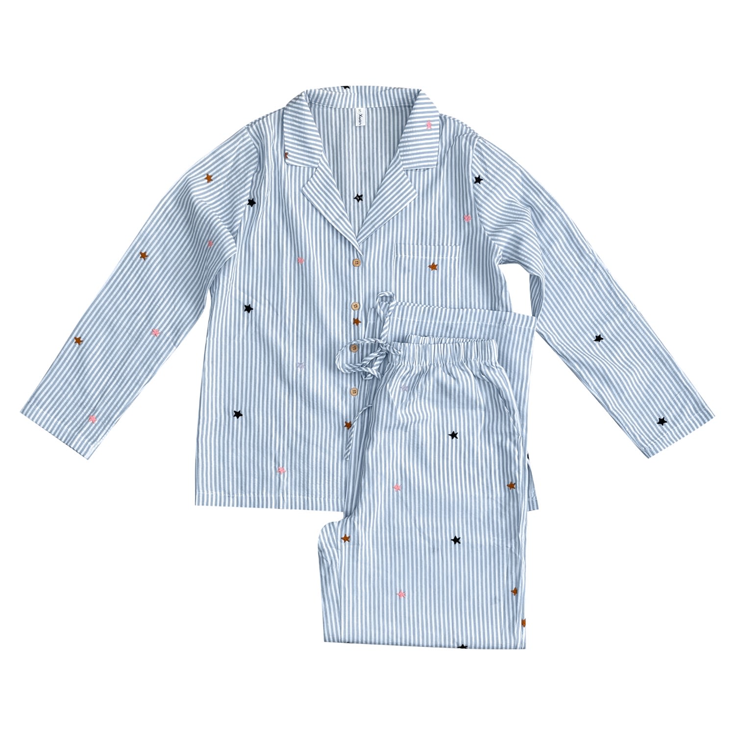 Lilly Loves Women's Blue Star Embroidered Pajamas