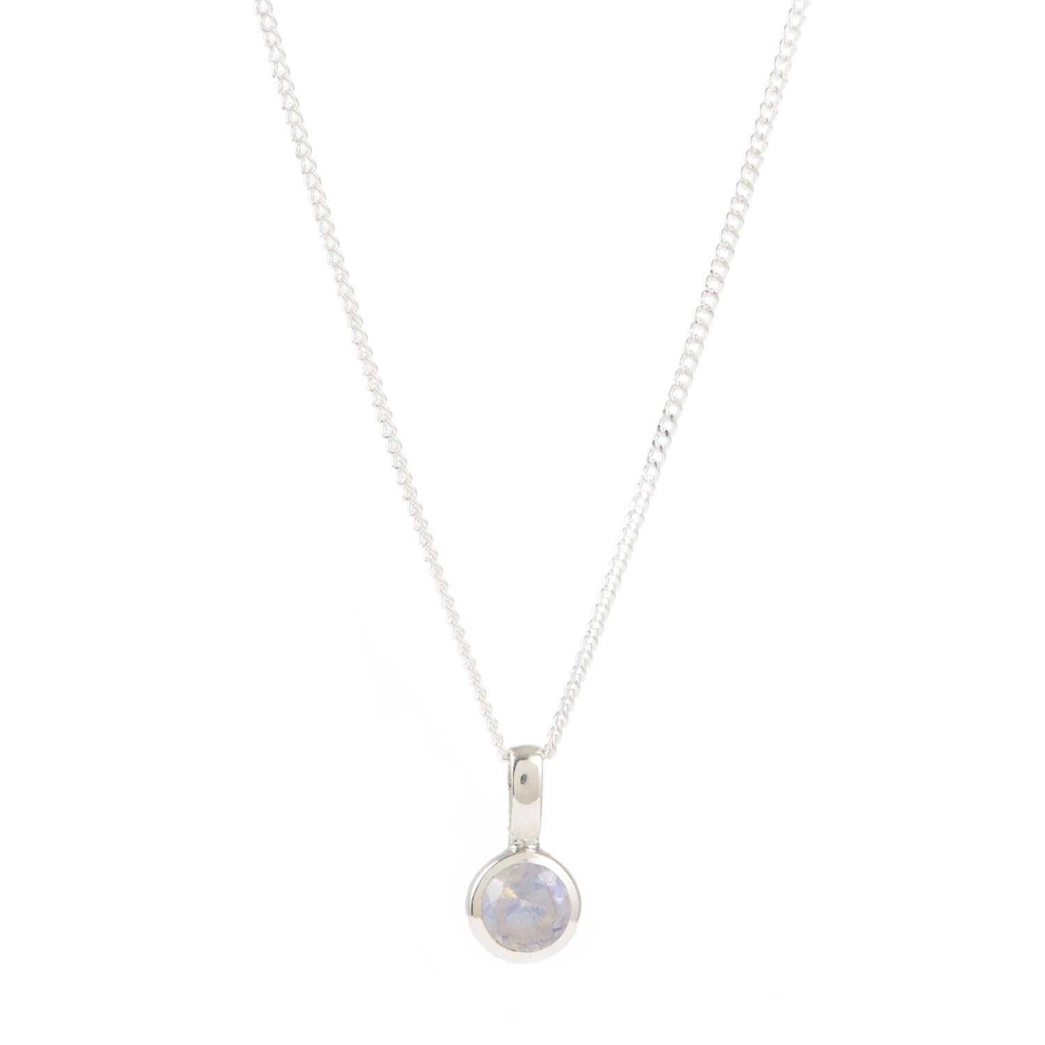 Women’s June Birthstone Charm Silver Necklace - Moonstone Charlotte’s Web Jewellery