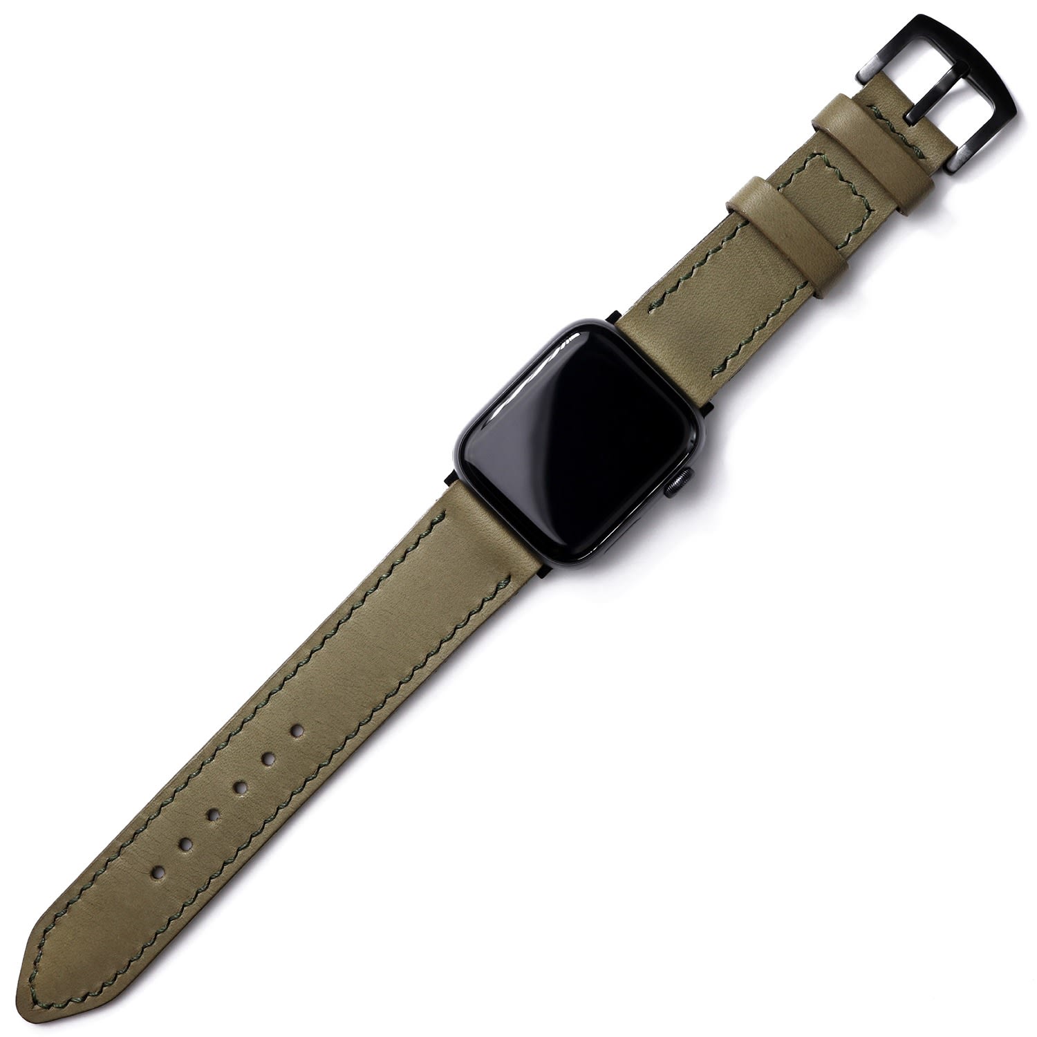 Roarcraft Men's Green Apple Watch Ultra Custom Made Leather Watch Strap - Olive In Green