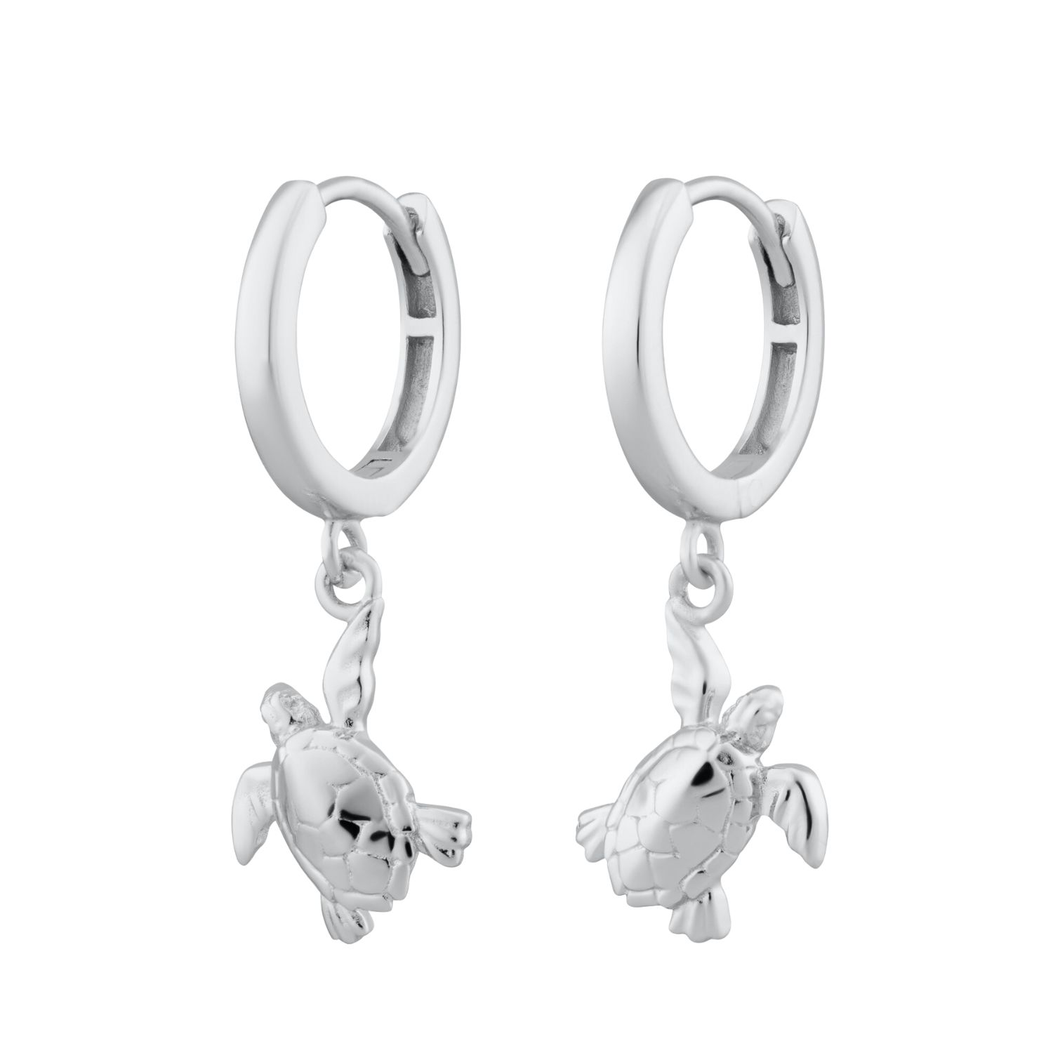 Scream Pretty Women's Silver Turtle Charm Hoop Earrings In White