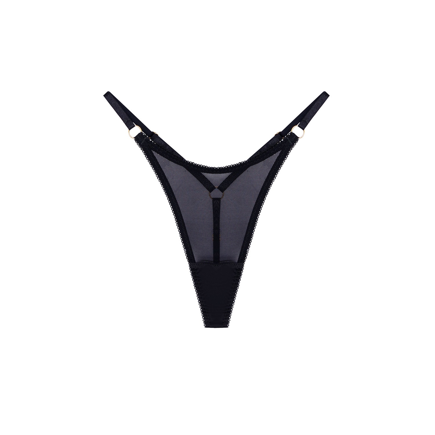 Vivi Leigh London Women's Black Mesh Strappy Thong In Black