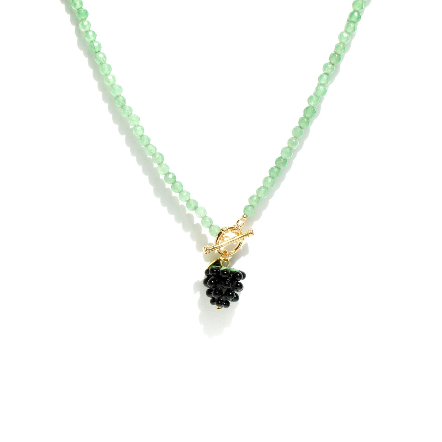 I'mmany London Women's Very Berry Gemstone Choker Necklace With Lampwork Glass Blackberry Pendant