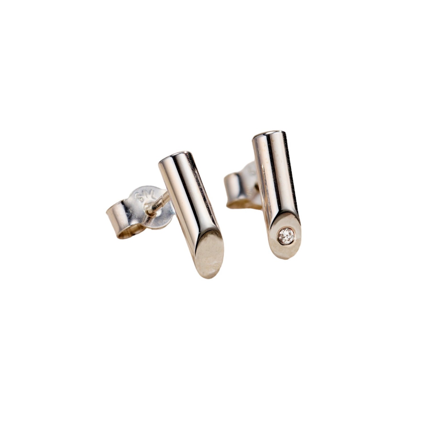 Women's Sterling Silver Diamond Flow Stud Earrings | Posh Totty Designs