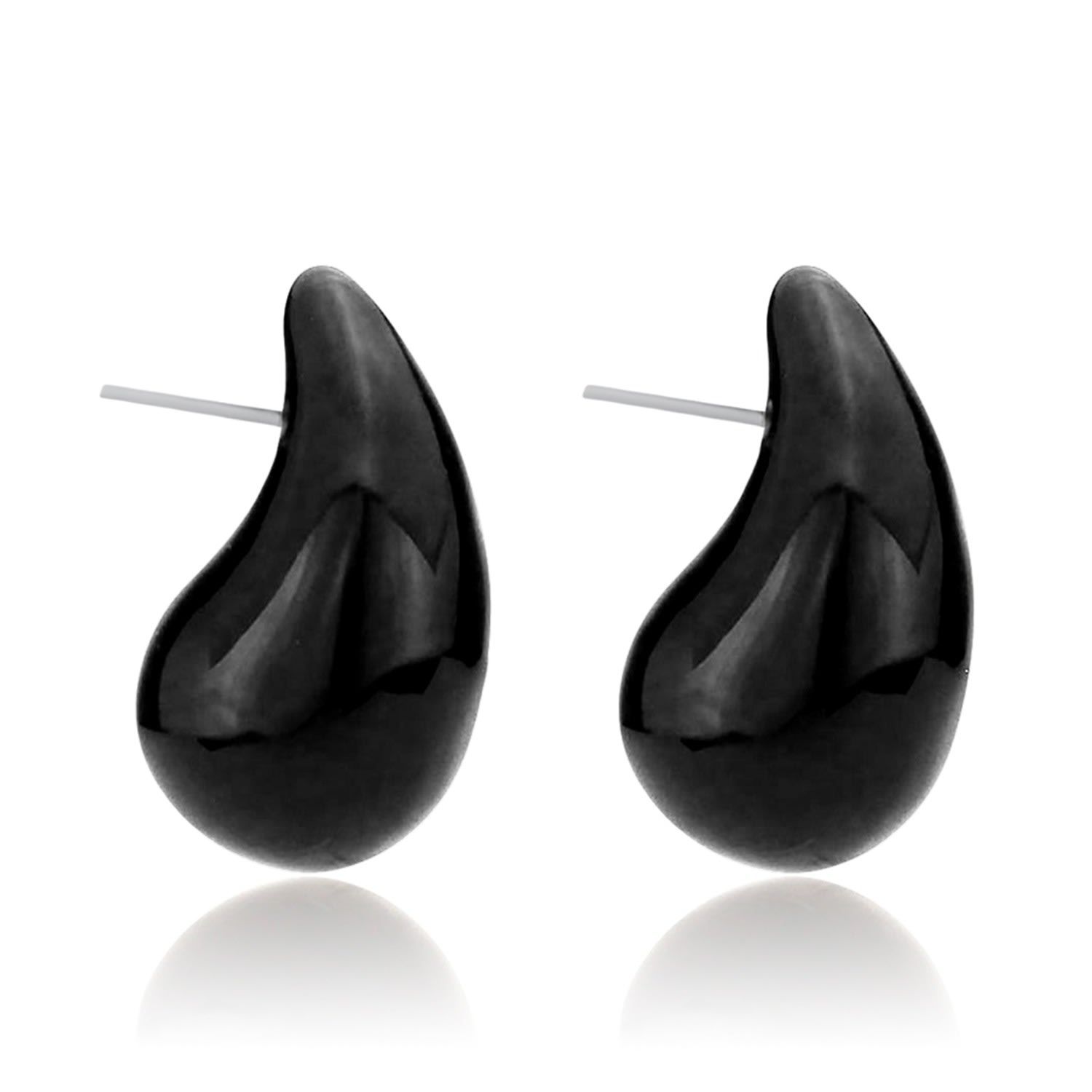 Women’s Large Enamel Tear Drop Earrings - Black Shymi