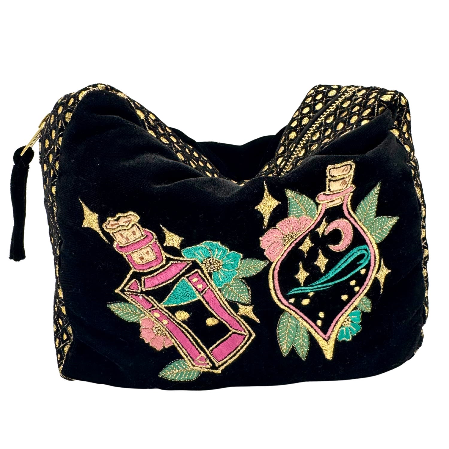 Aeka Boho Woman Women's The Esme Cloud Pouch - Inky Black - Extra Plush Velvet Embroidered Pouch