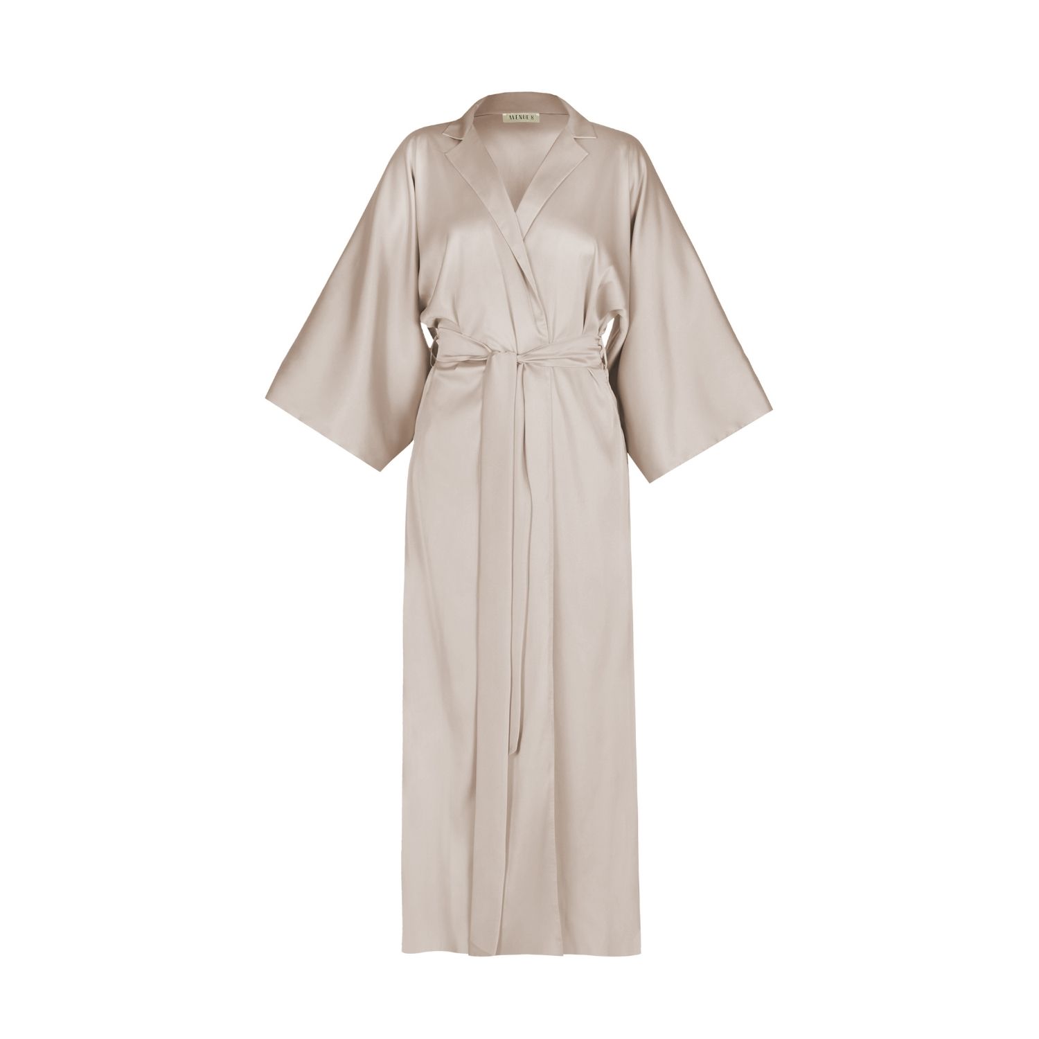 Avenue 8 Women's Brown Maxi Silk Collar Robe - Latte In Brown