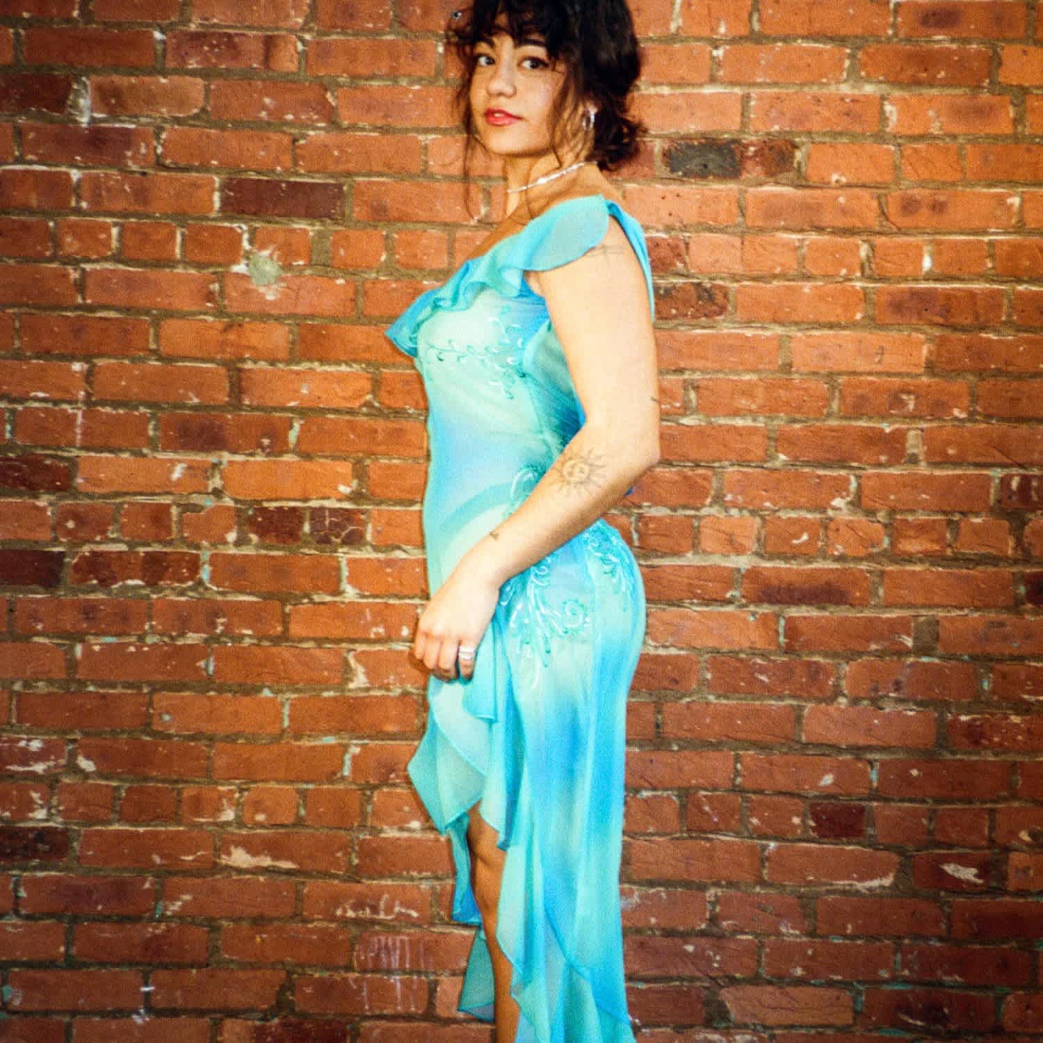 Peacock Embroidered Sundress – Aquamarine Open Back Dress