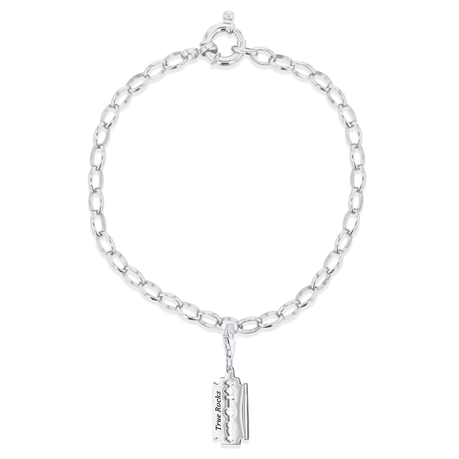 True Rocks Women's Razor Blade Belcher Bracelet Sterling Silver In Metallic