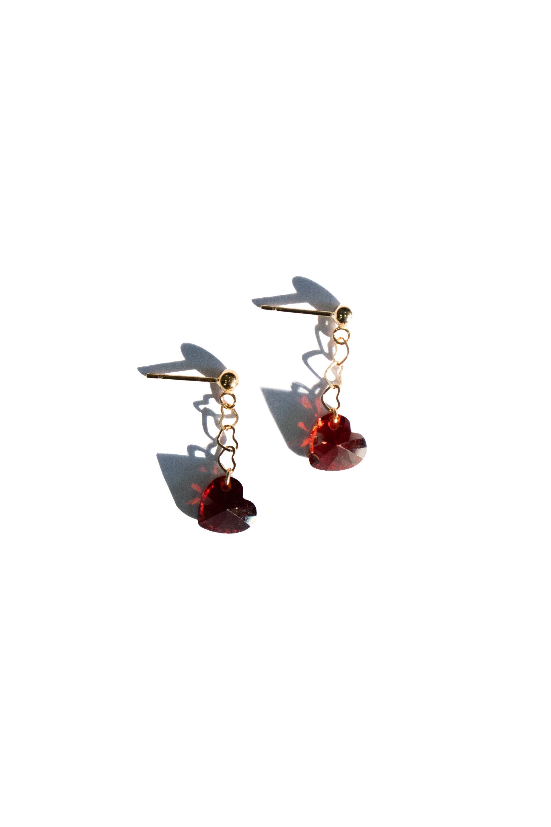 Seree Women's Aria Red Heart Zircon Earrings In Gold