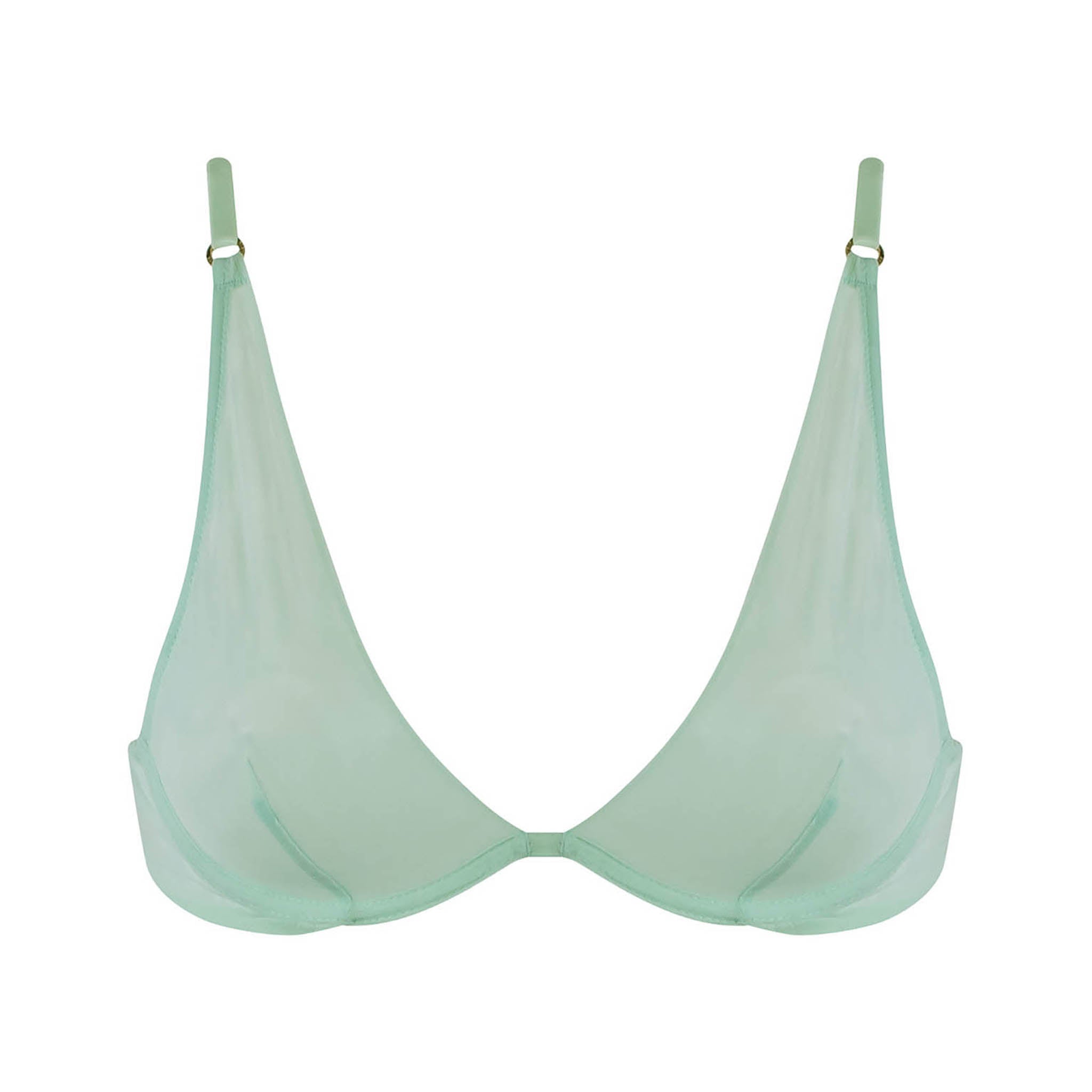 Nokaya Women's Green I.d. Line Deep Plunge Underwired Fine Mesh Bra Mint Cream In Green