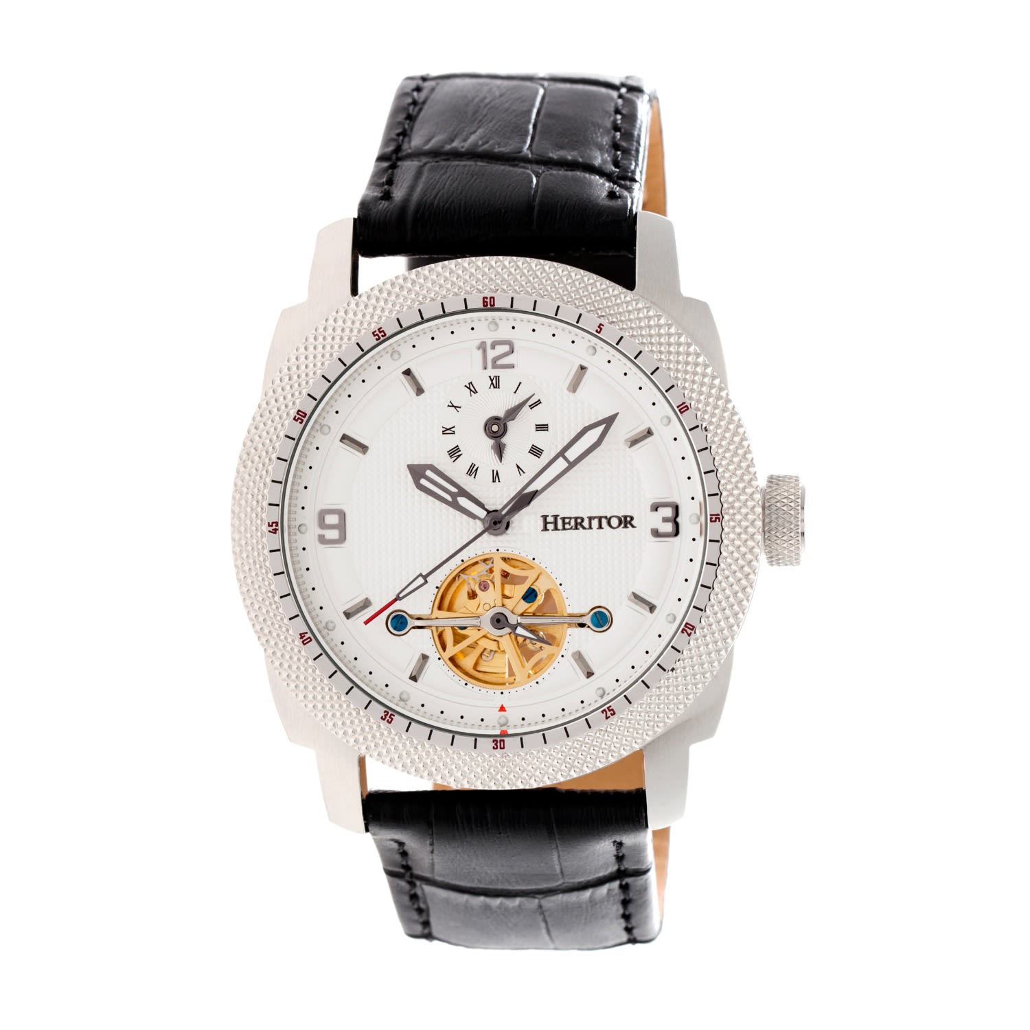 Heritor Automatic Helmsley Semi-skeleton Leather-band Watch In Multi