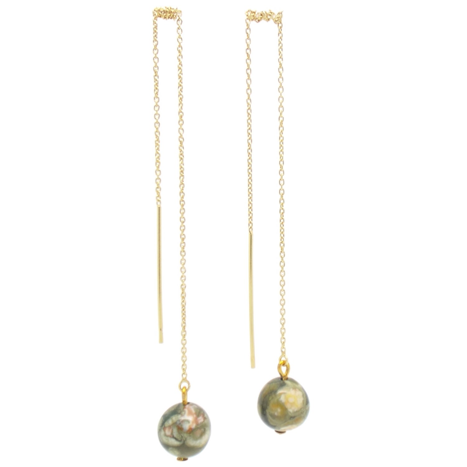 Salome Women's Grey / Gold / Brown Lebialem Highland Threader Earrings In Gold