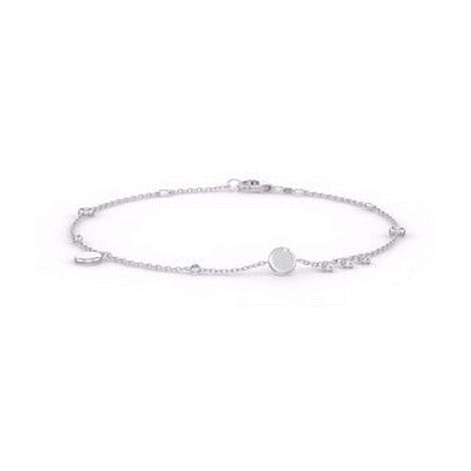 Cervin Blanc Women's Diamond Bracelet In White Gold Charm Disc On Chain
