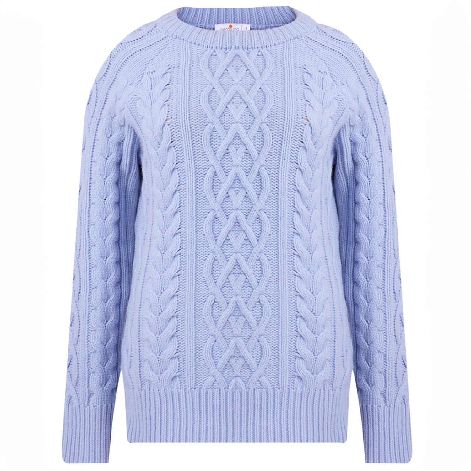 Peraluna Women's Deniz Cable Knit O-neck Unisex Sweater In - Light Blue In Blue