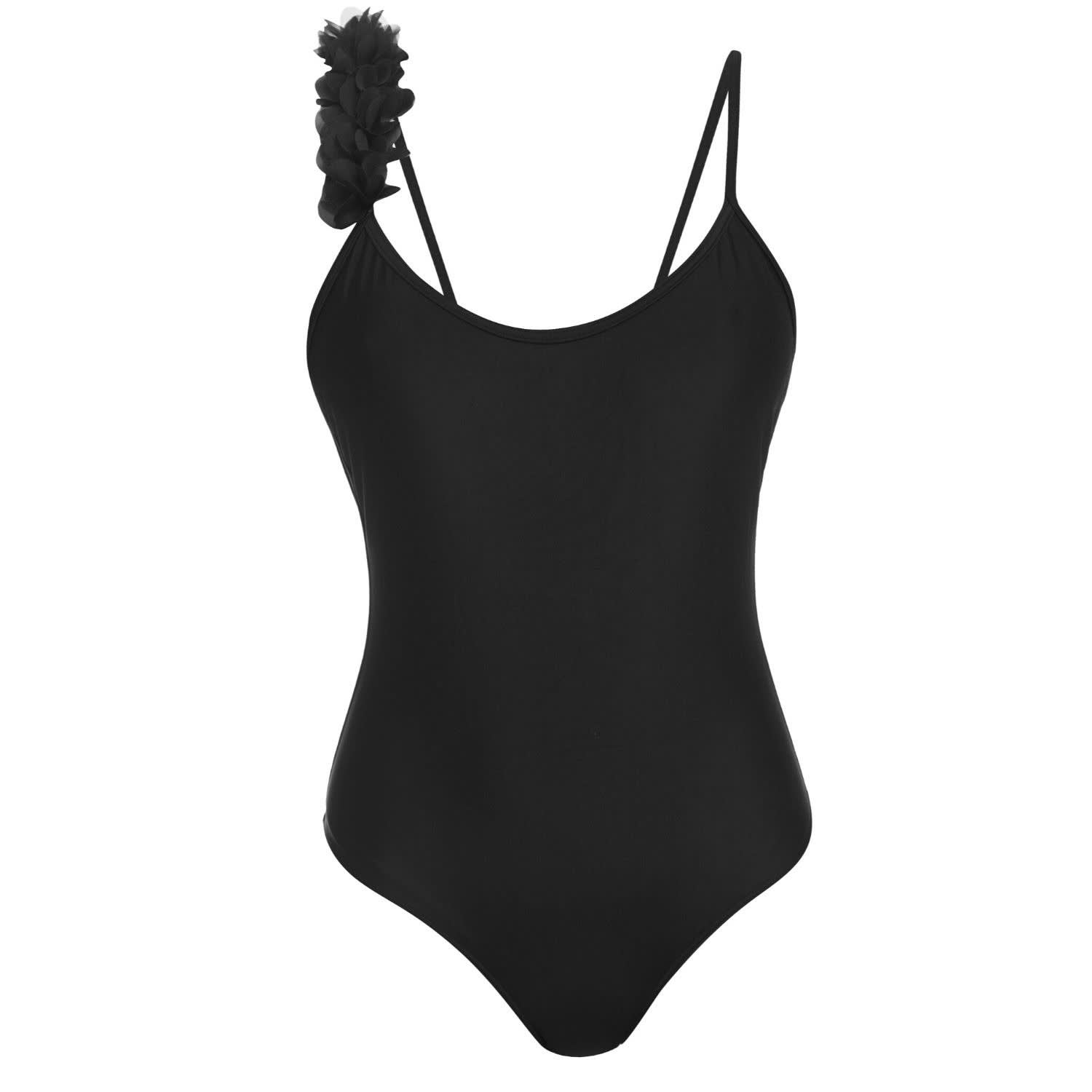 black one piece with white trim