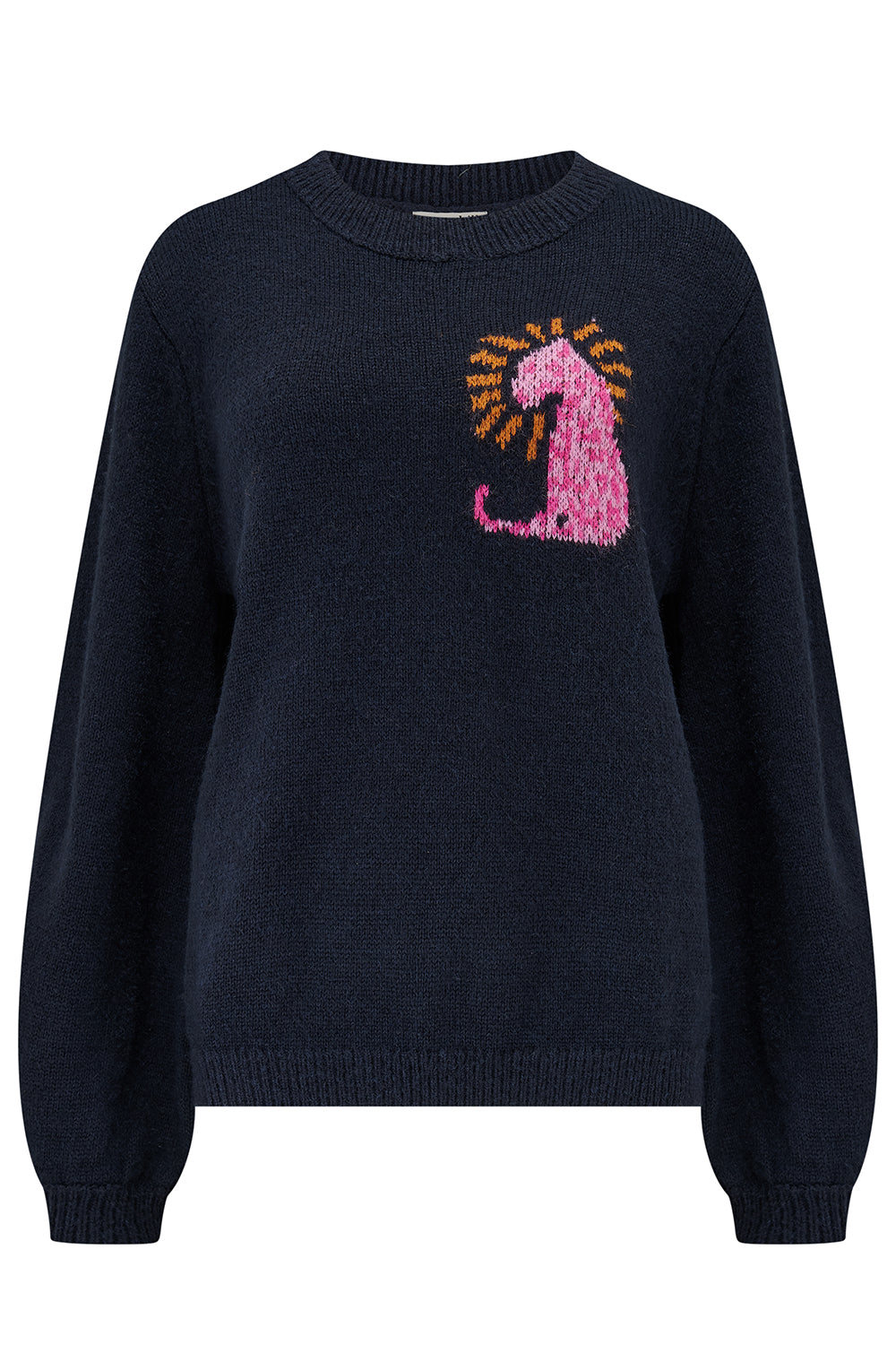 Sugarhill Brighton Women's Orange / Blue / Pink Essie Sweater Navy, Leopard Rays In Blue
