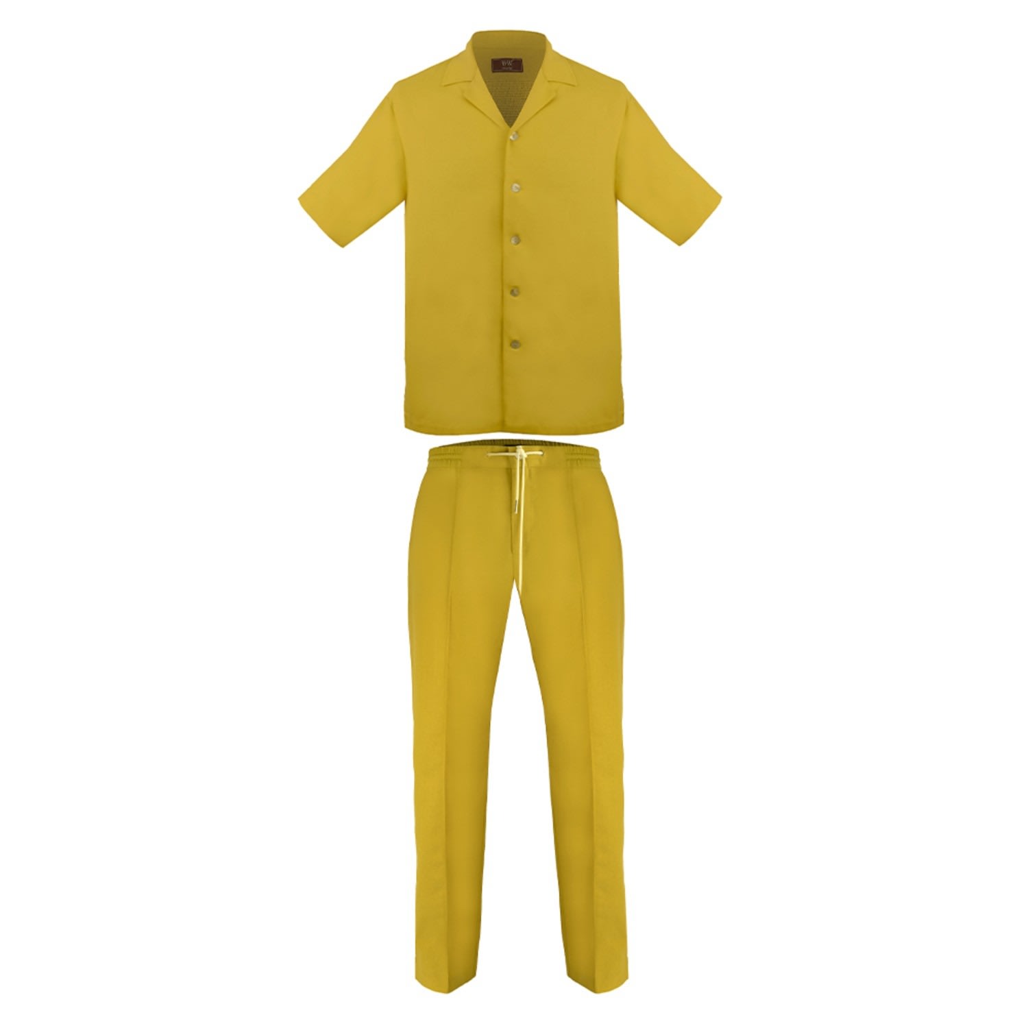 Men’s Kingston Linen Blend Shirt And Trousers Set - Mustard XXL David Wej