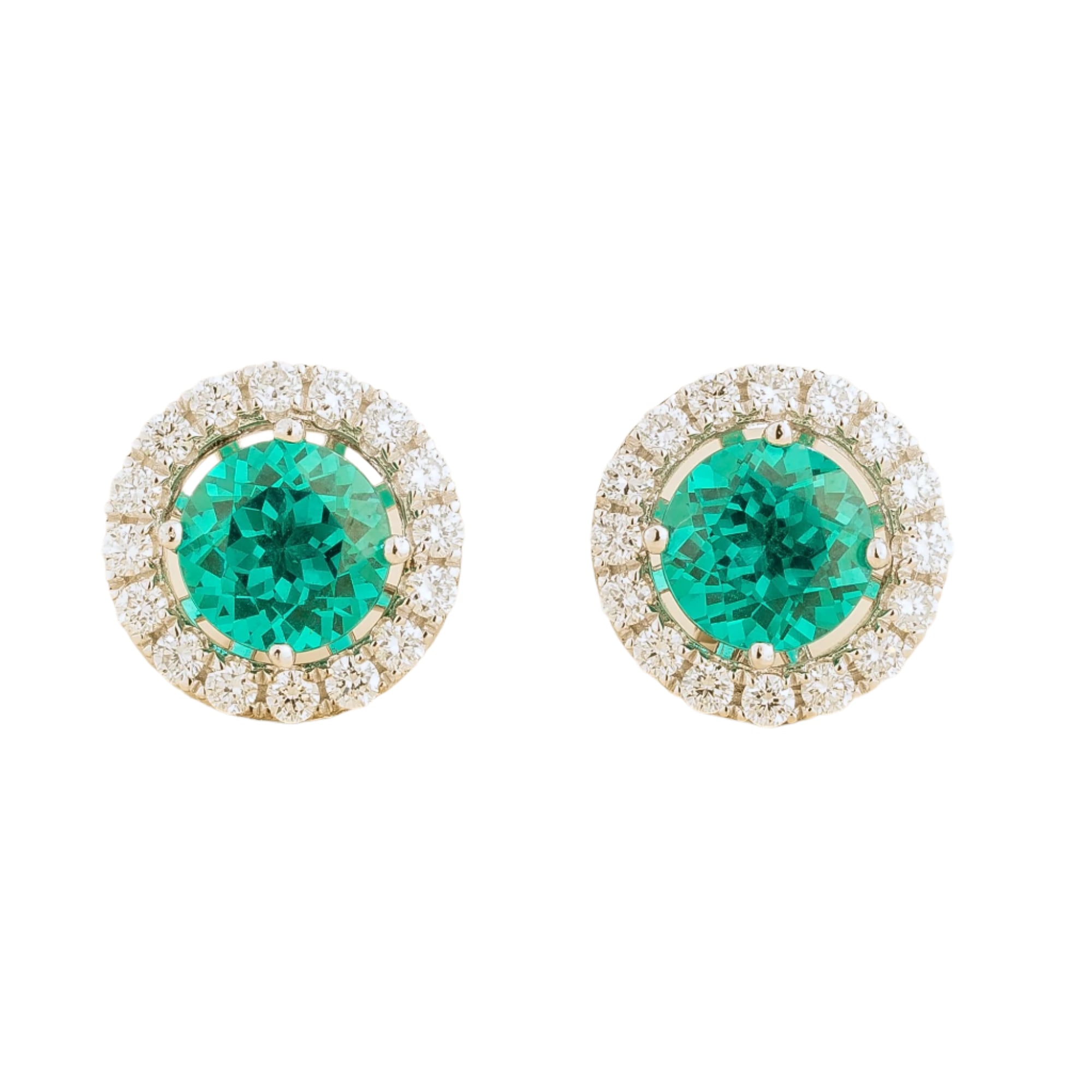 Juvetti Women's Blue / Silver / Green Floret Gold Earrings Set With Paraiba Sapphire & Diamond