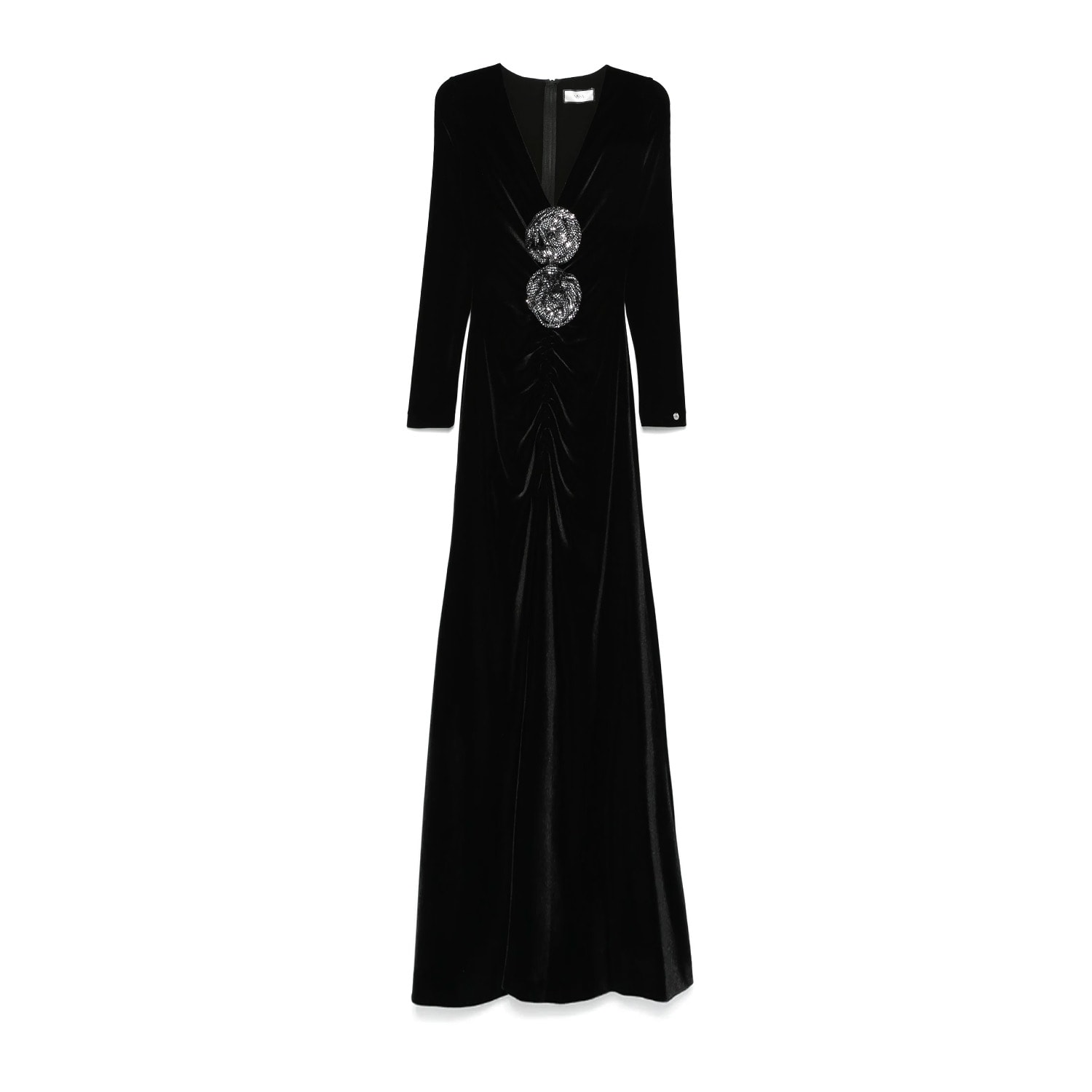 Nissa Women's Sequin-embellished Velvet Midi Dress Black In Black