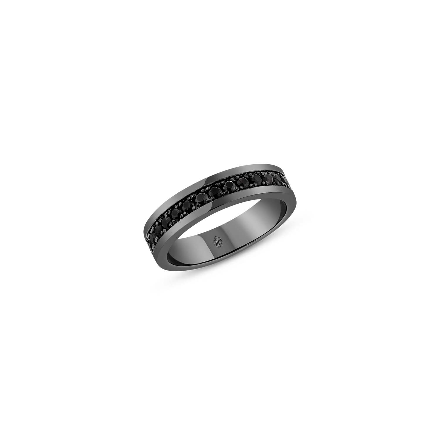 Men’s Galassia Ring With Man Made Black Diamonds In Premium Black Rhodium Sally Skoufis