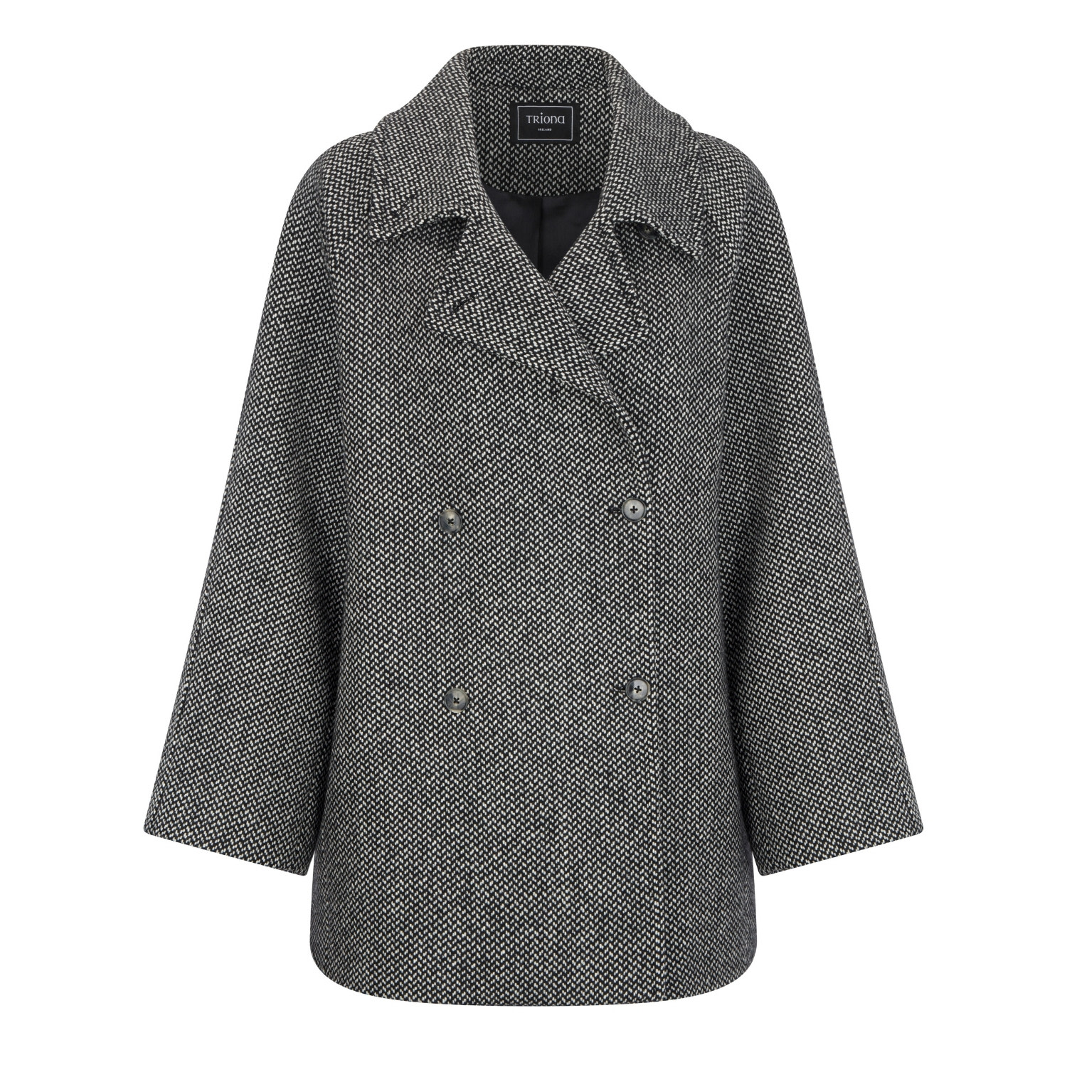 Triona Women's Black / Grey Black & White Sarah Pea Coat In Multi