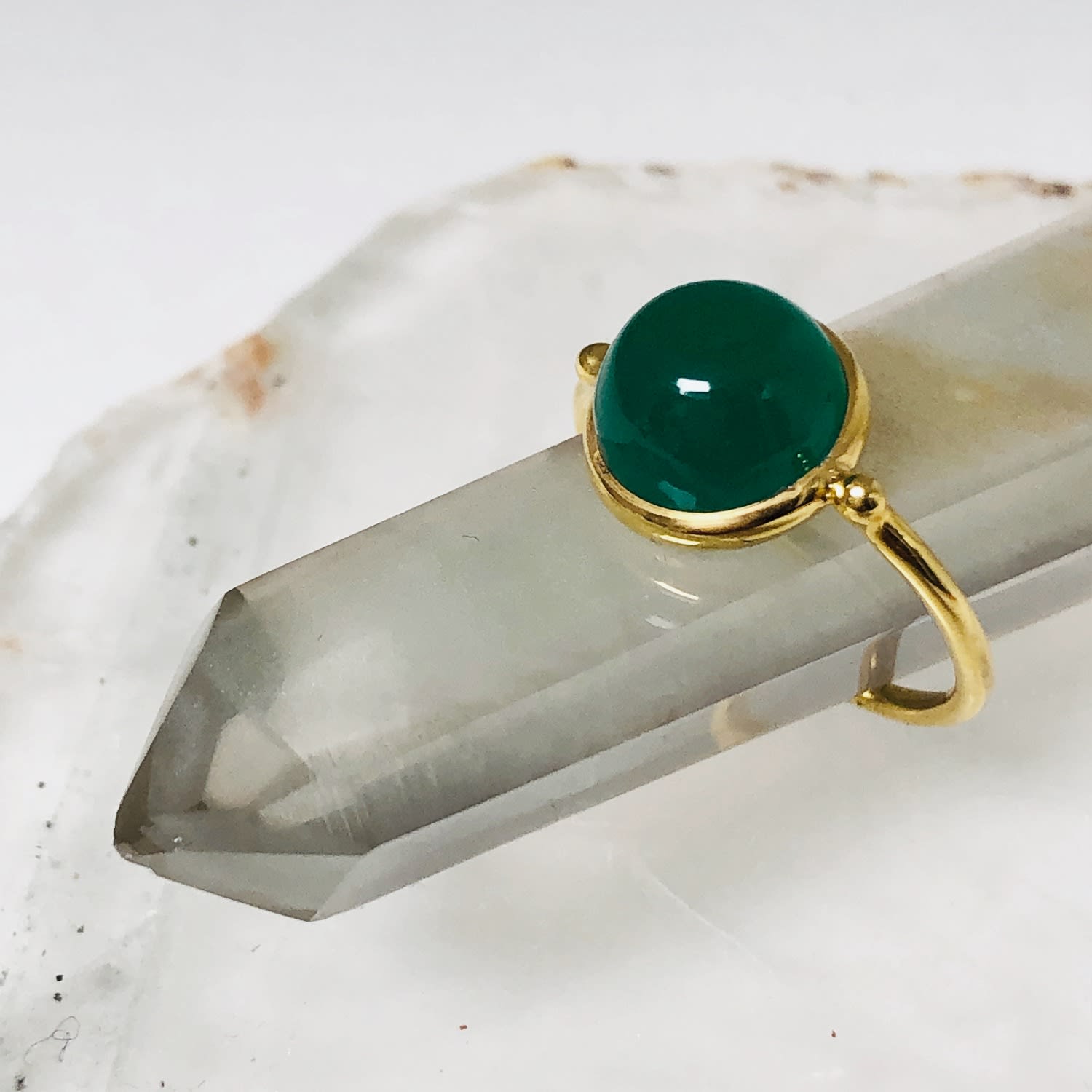 Orbit Green Onyx Ring Mirabelle Jewellery Wolf Badger