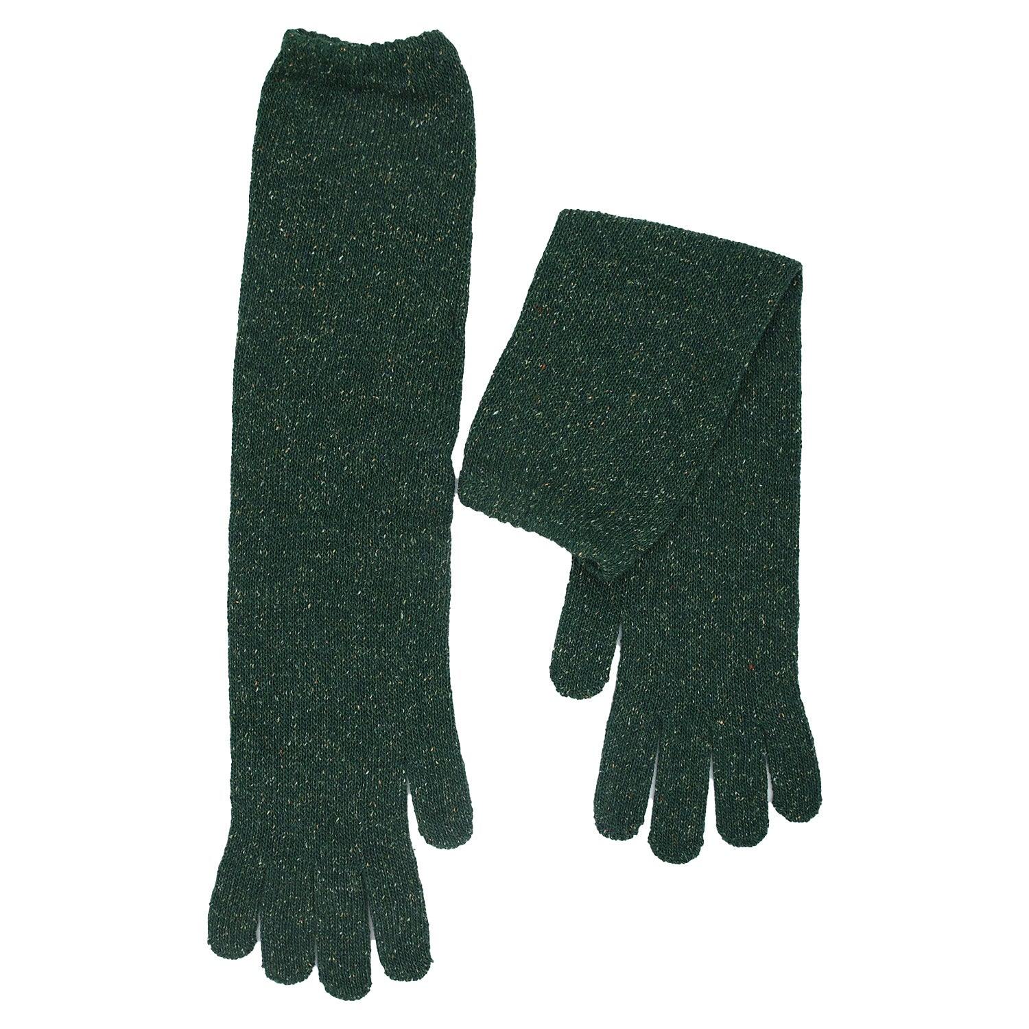 Maison Bogomil Women's Green Melange Knit Long Gloves -black In Green